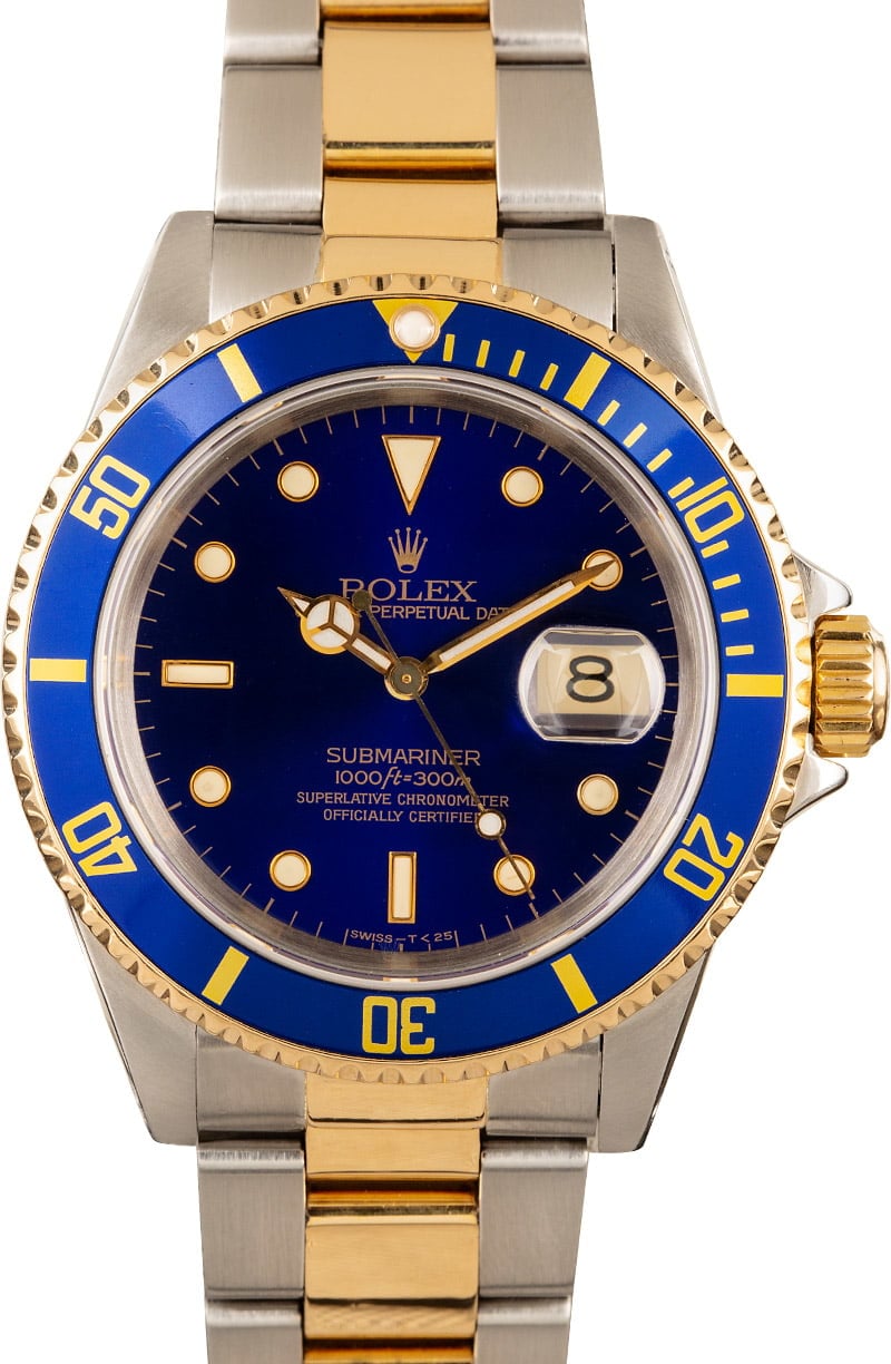 rolex submariner blue steel and gold