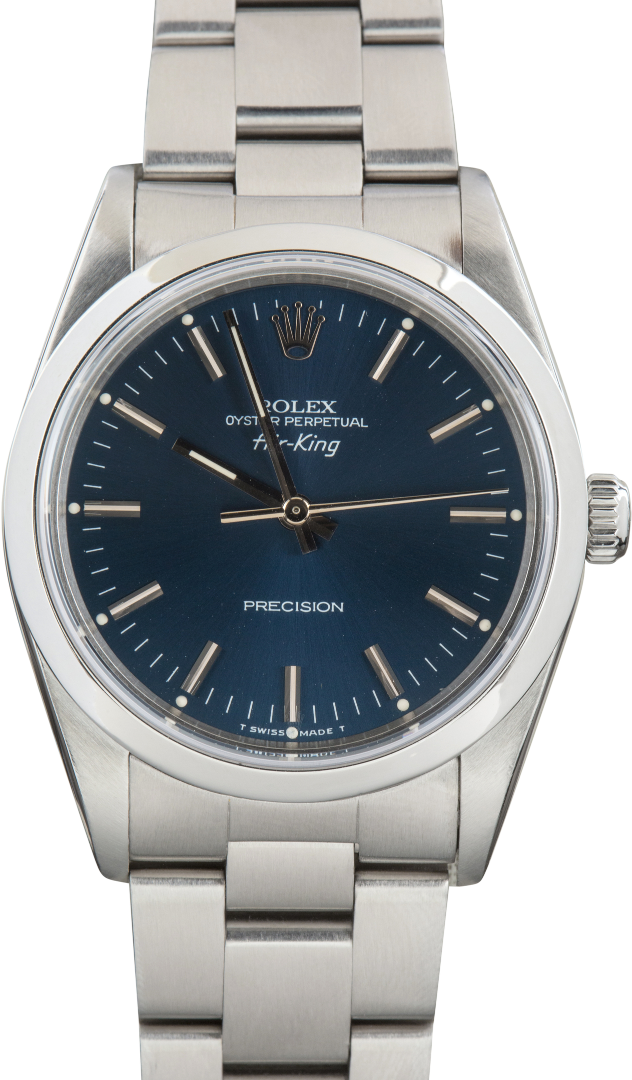 Used Rolex Air-King Blue Dial Ref 14000 Smooth Bezel
