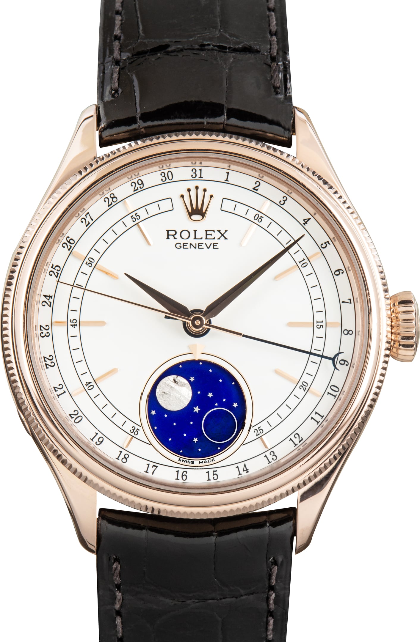 Pre-Owned Rolex Cellini 18k Everose Gold Ref 50535 Moonphase Dial