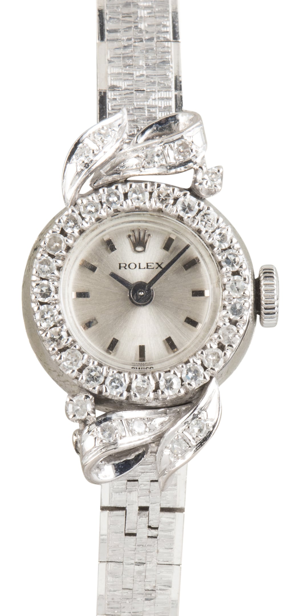 Vintage Ladies Silver Diamond Rolex Cocktail Watch