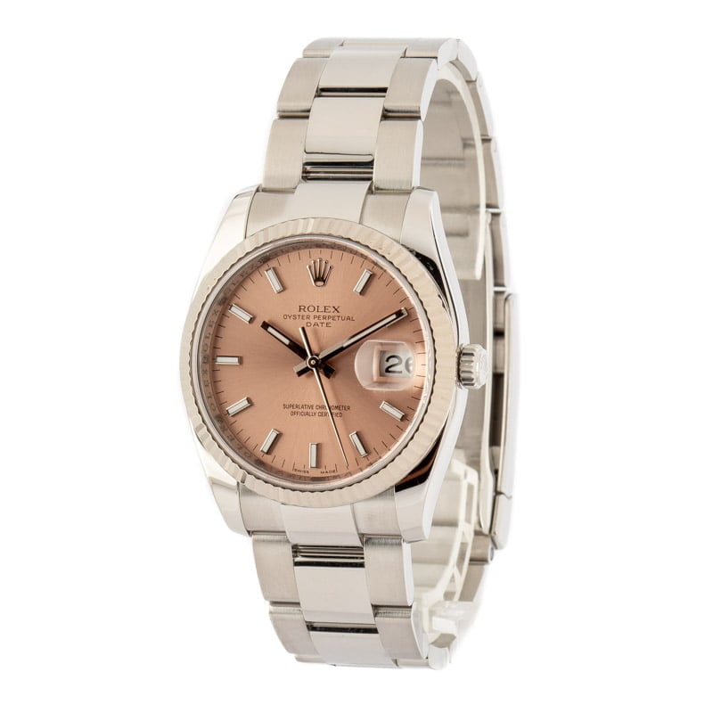 Pre-Owned Rolex Date 115234 Salmon Dial