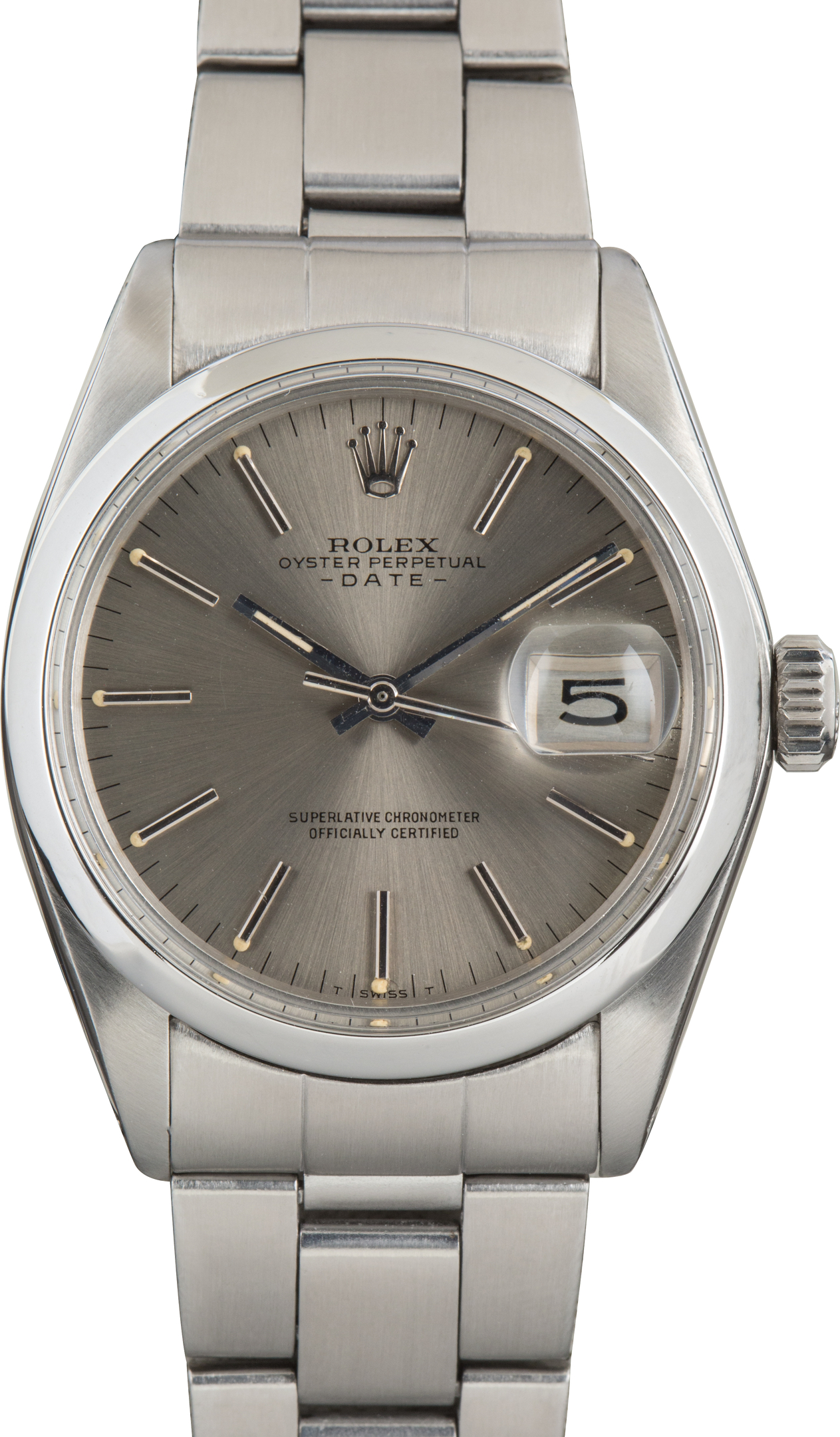 Vintage Rolex Date Stainless Steel Ref 1500 Slate Dial