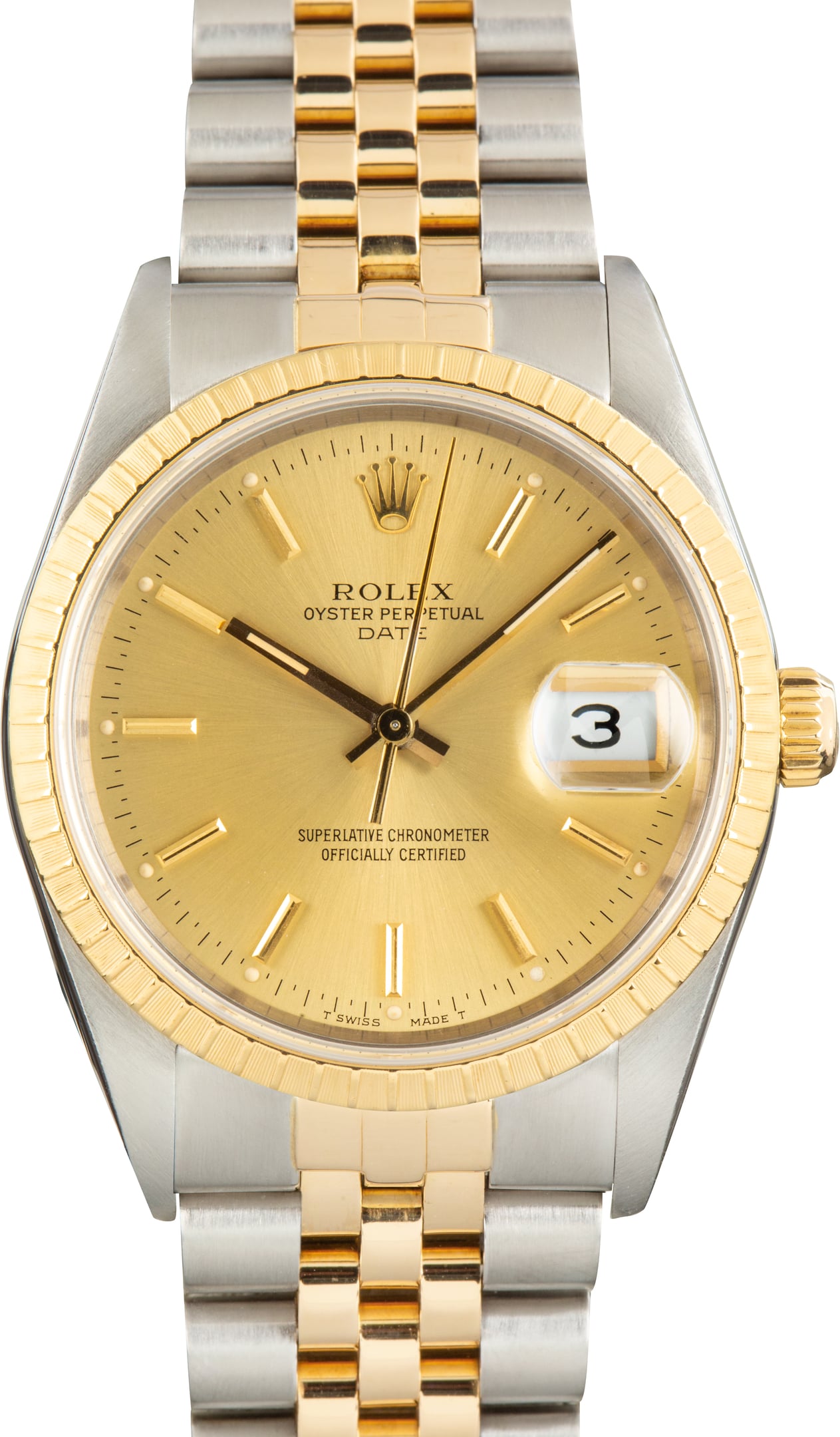 Used Two Tone Rolex Date Champagne Dial Ref 15223