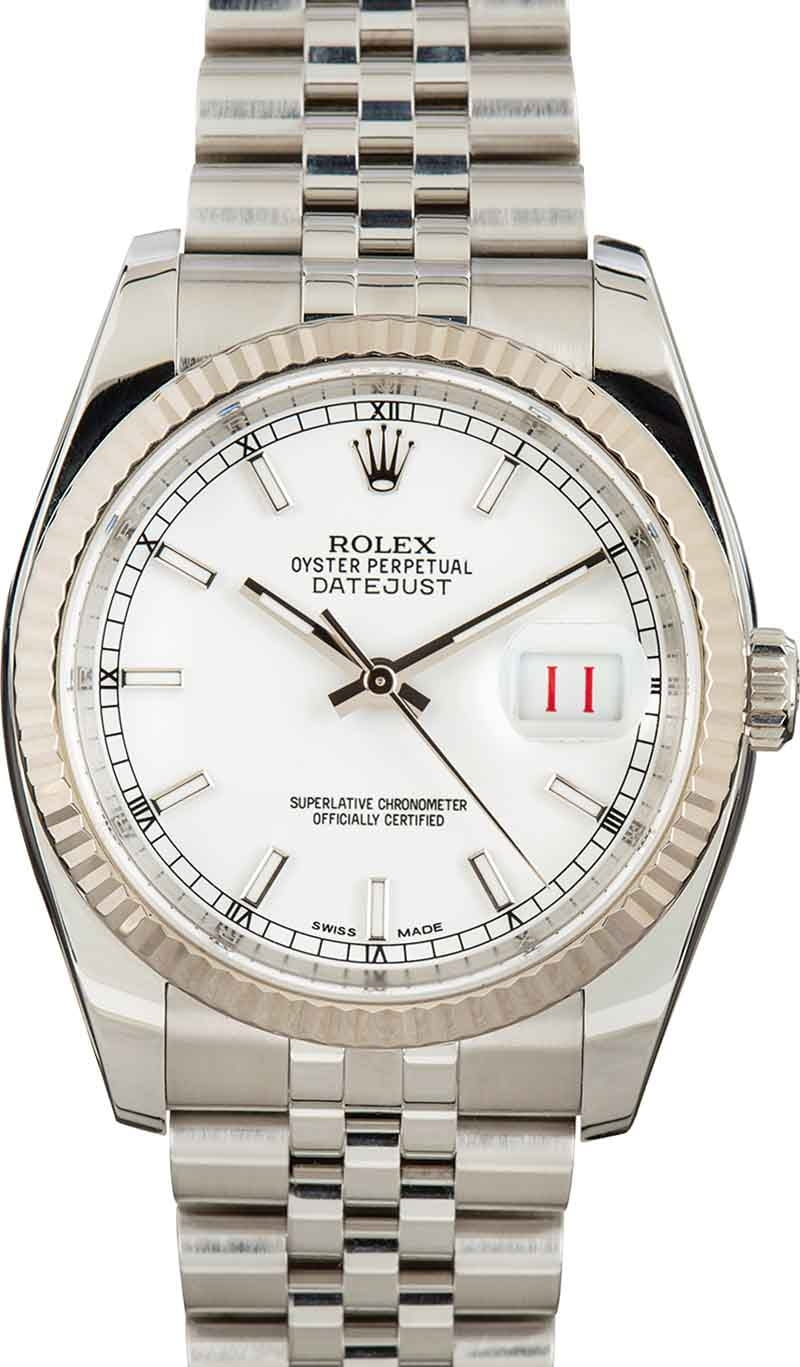 Rolex datejust white dial red date clearance
