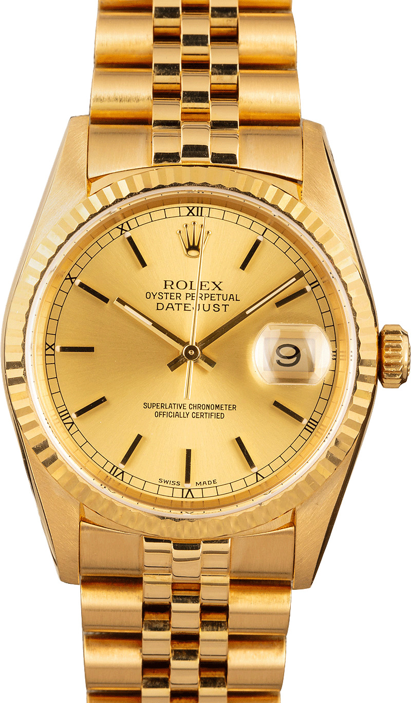 ROLEX, DATEJUST REF 16238, A YELLOW GOLD AND DIAMOND SET AUTOMATIC CENTER  SECONDS WRISTWATCH WITH DATE AND BRACELET CIRCA 1990, Watches Online, Watches