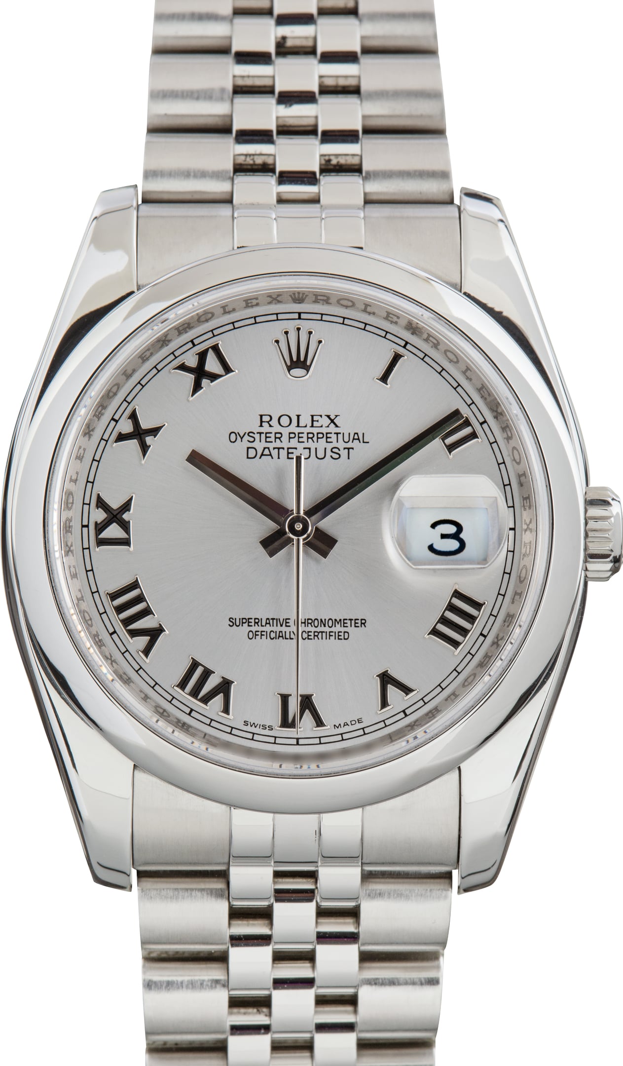 Used Jubilee Rolex Datejust 36 Ref 116200 Silver Roman Dial