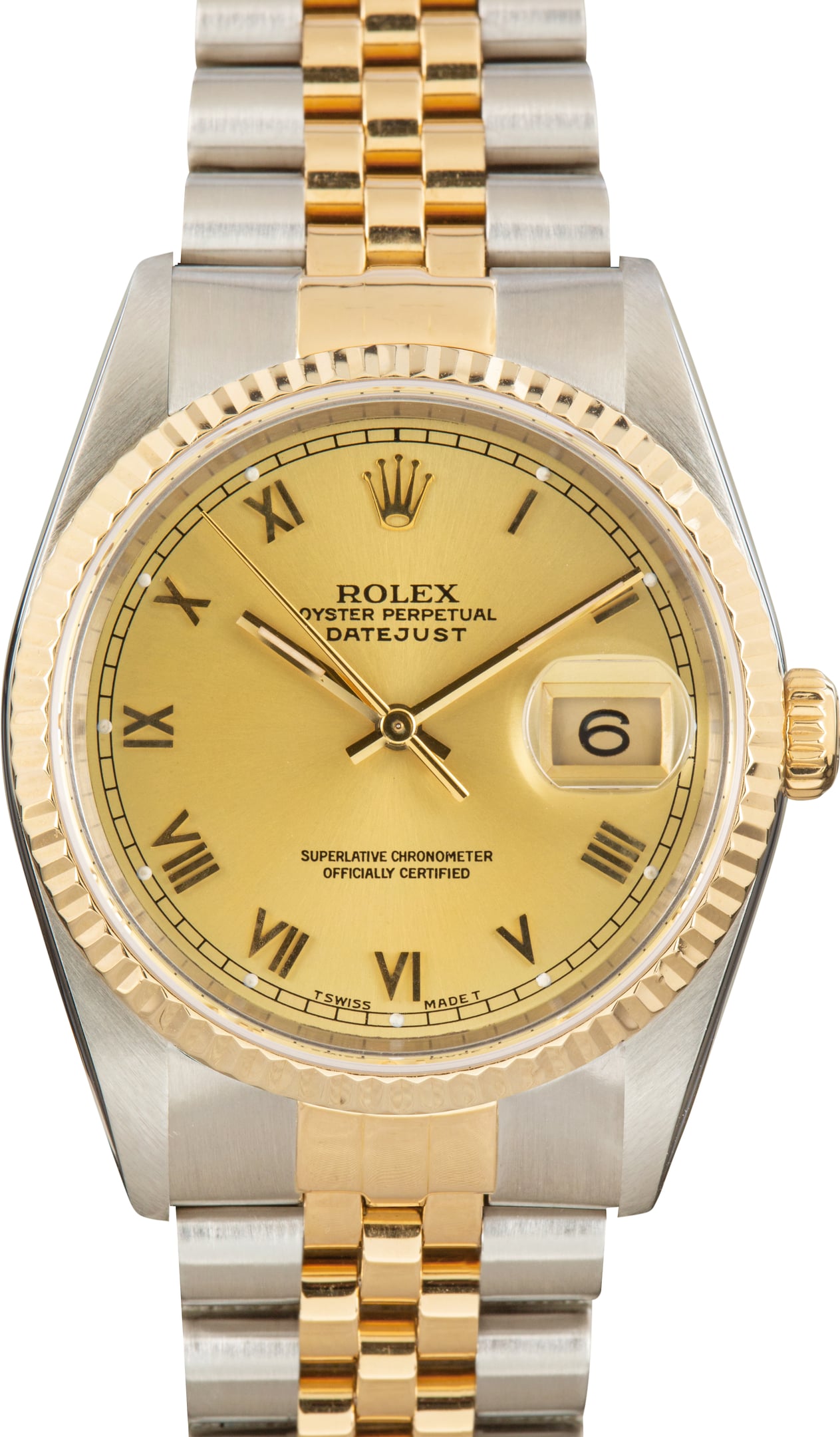 Used Steel & Gold Rolex Datejust 36 Ref 16233 Champagne Dial