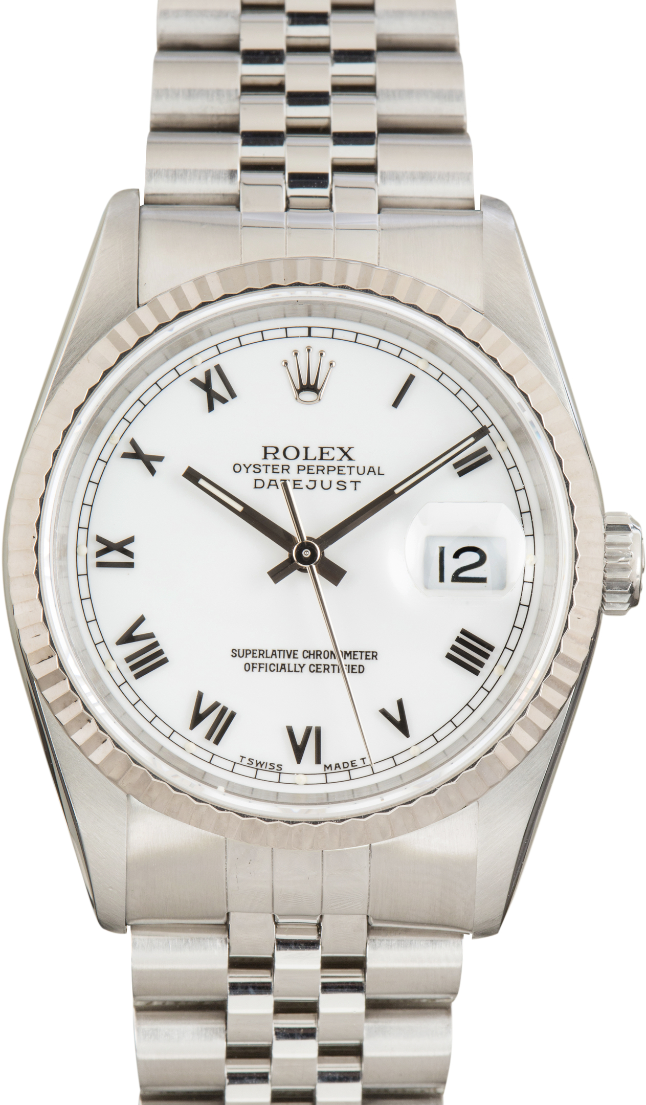 Pre-Owned White Roman Dial Rolex Datejust 36 Ref 16234