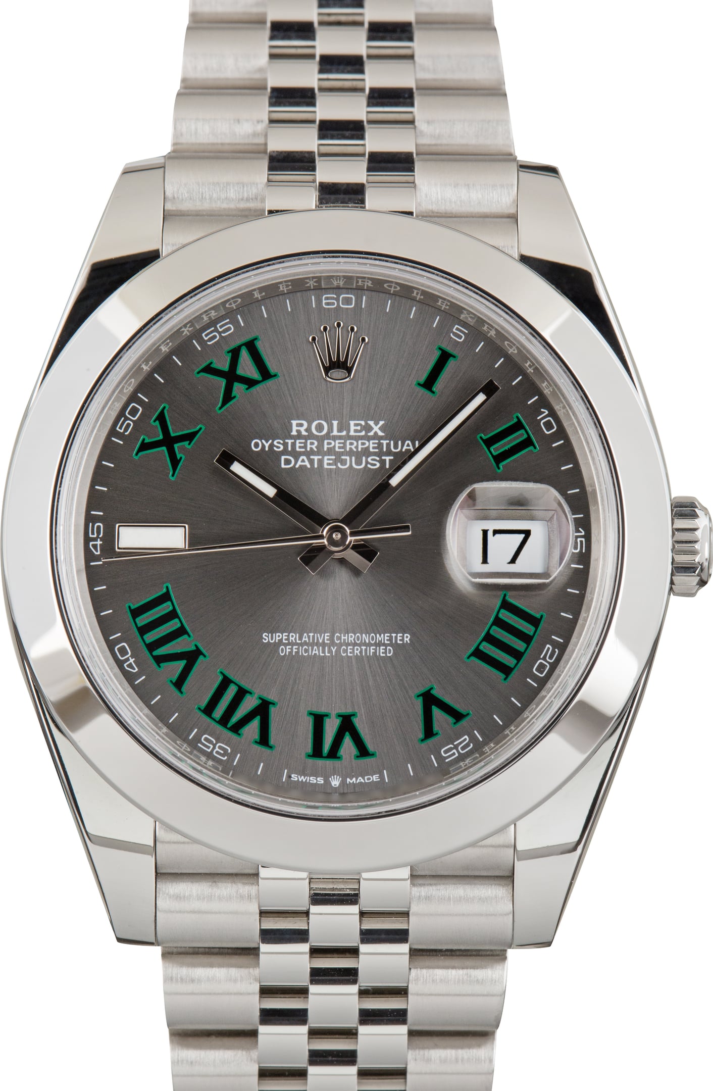 Pre-Owned Stainless Steel Rolex Datejust 41 Ref 126300 Wimbledon Dial