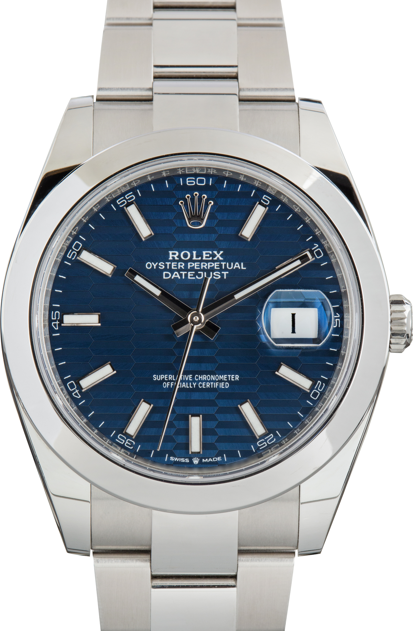Pre-Owned Rolex Datejust 41 Blue Fluted Motif Dial Ref 126300