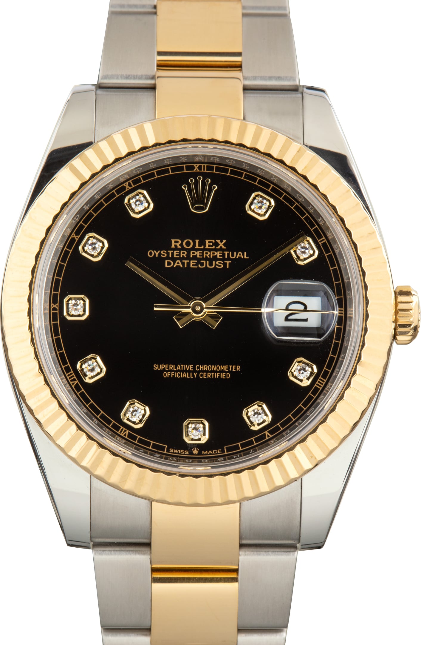 Pre-Owned Two Tone Rolex Datejust 41 Ref 126333 Black Diamond Dial