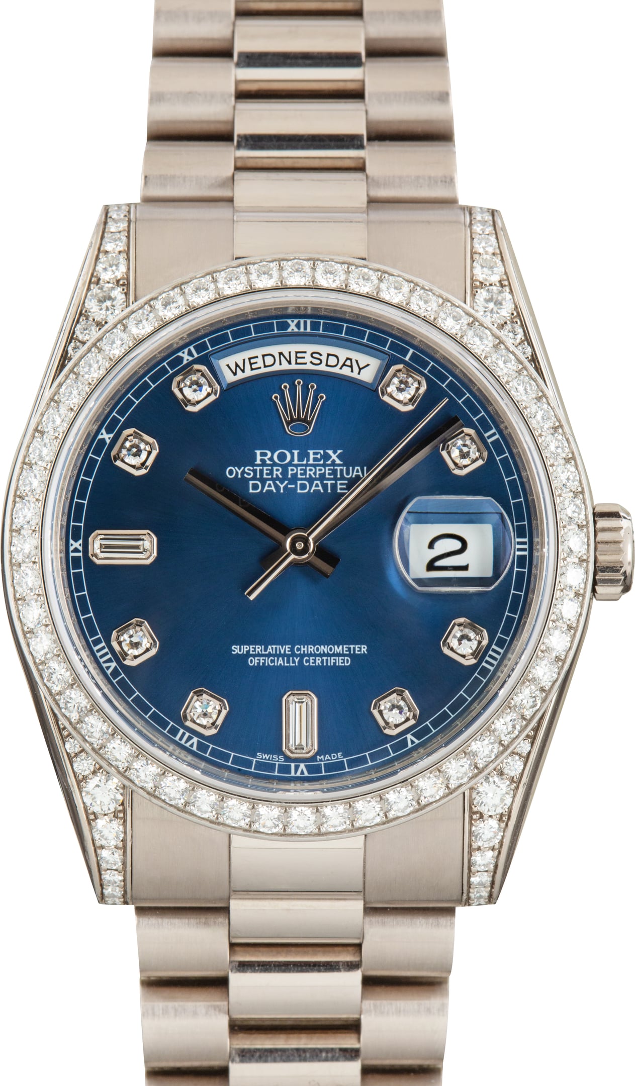 Pre-Owned Rolex Day-Date 36 Ref 118389 Blue Diamond Dial