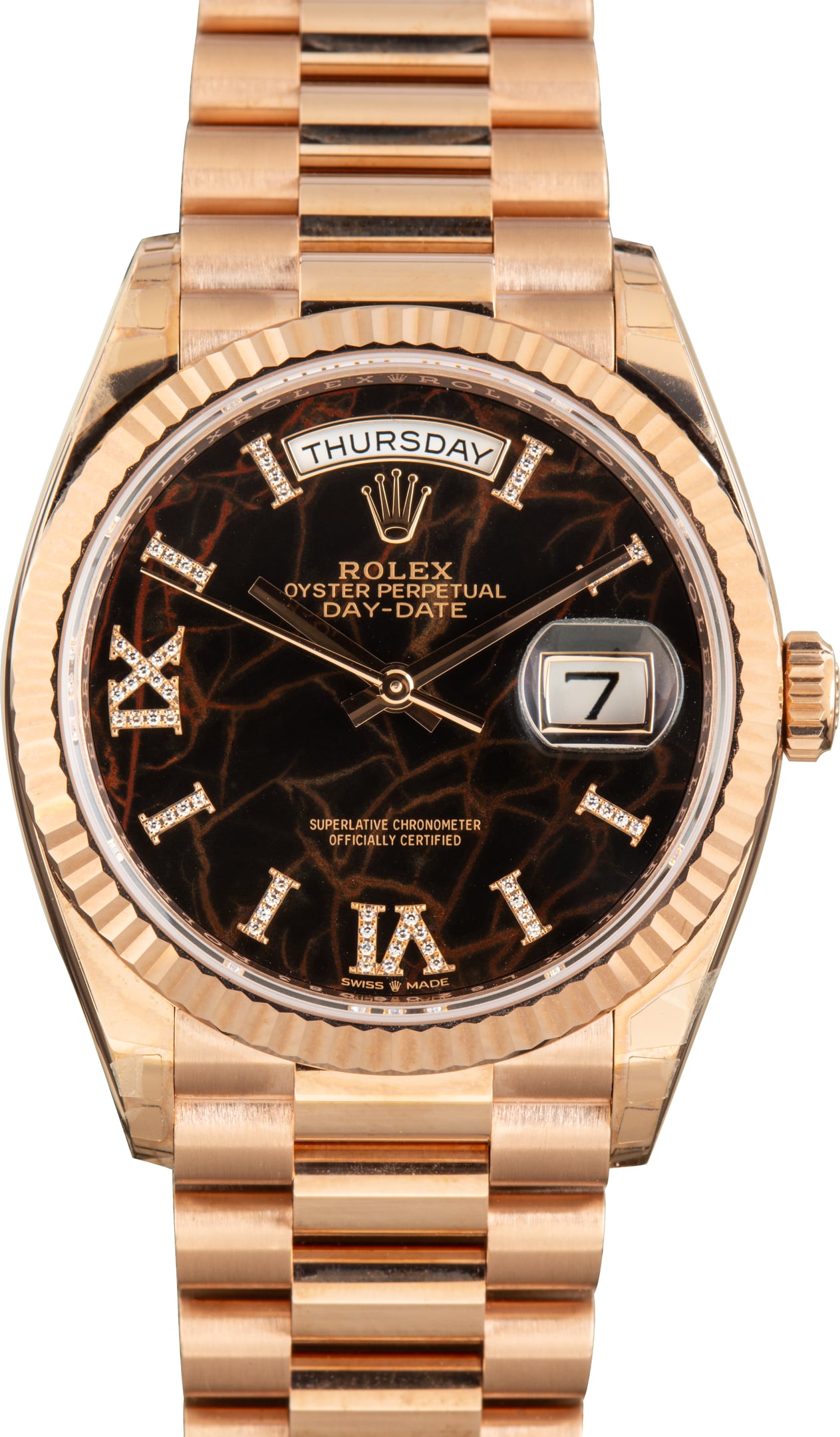 Pre-Owned Rolex Day-Date 36 Ref 128235 Eisenkiesel Diamond Dial