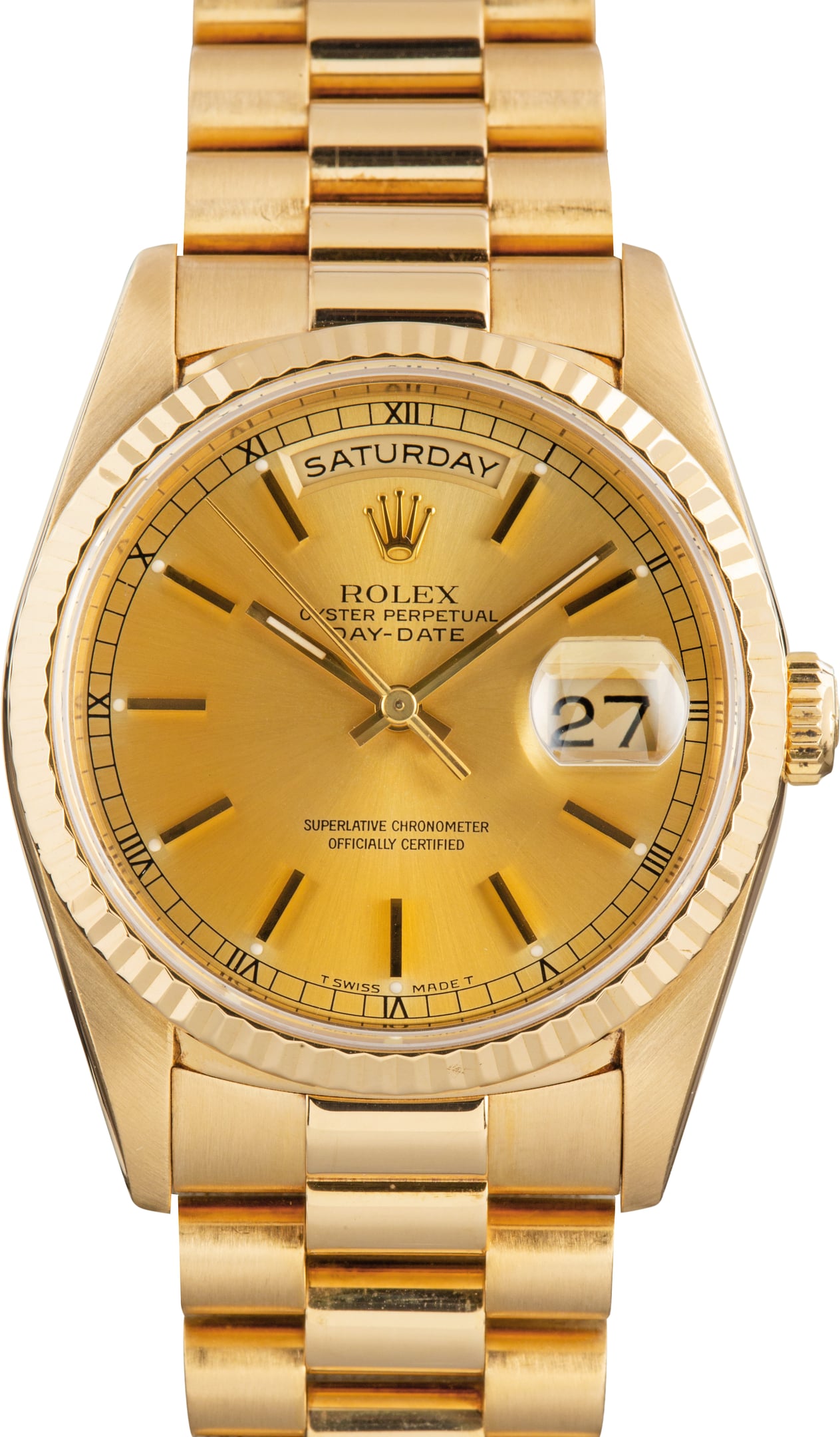 Pre-Owned Rolex Day-Date 36 Champagne Dial Ref 18238 President