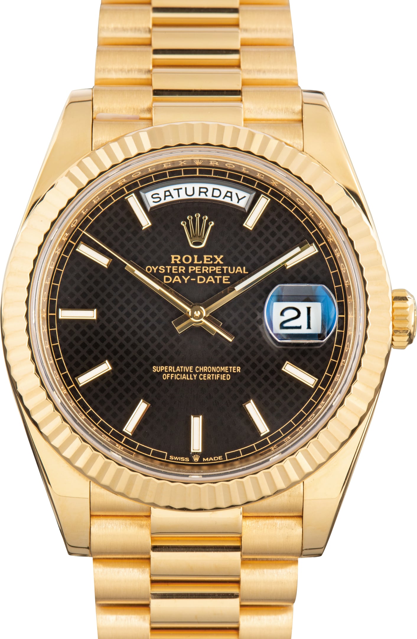 Used Rolex Day-Date 40 Ref 228238 Black Diagonal Motif Dial