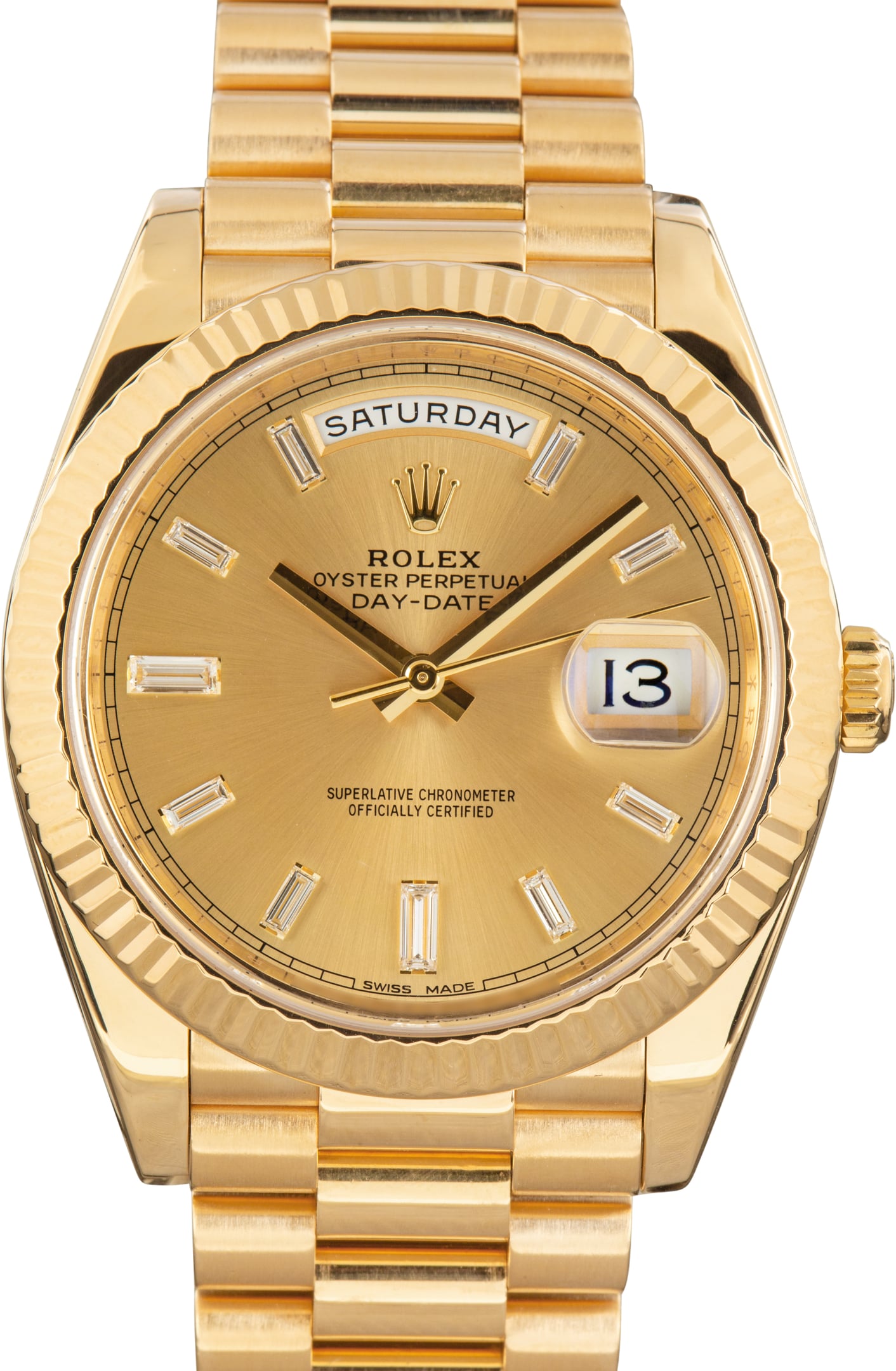 Pre-Owned Rolex Day-Date 40 Champagne Diamond Dial Ref 228238