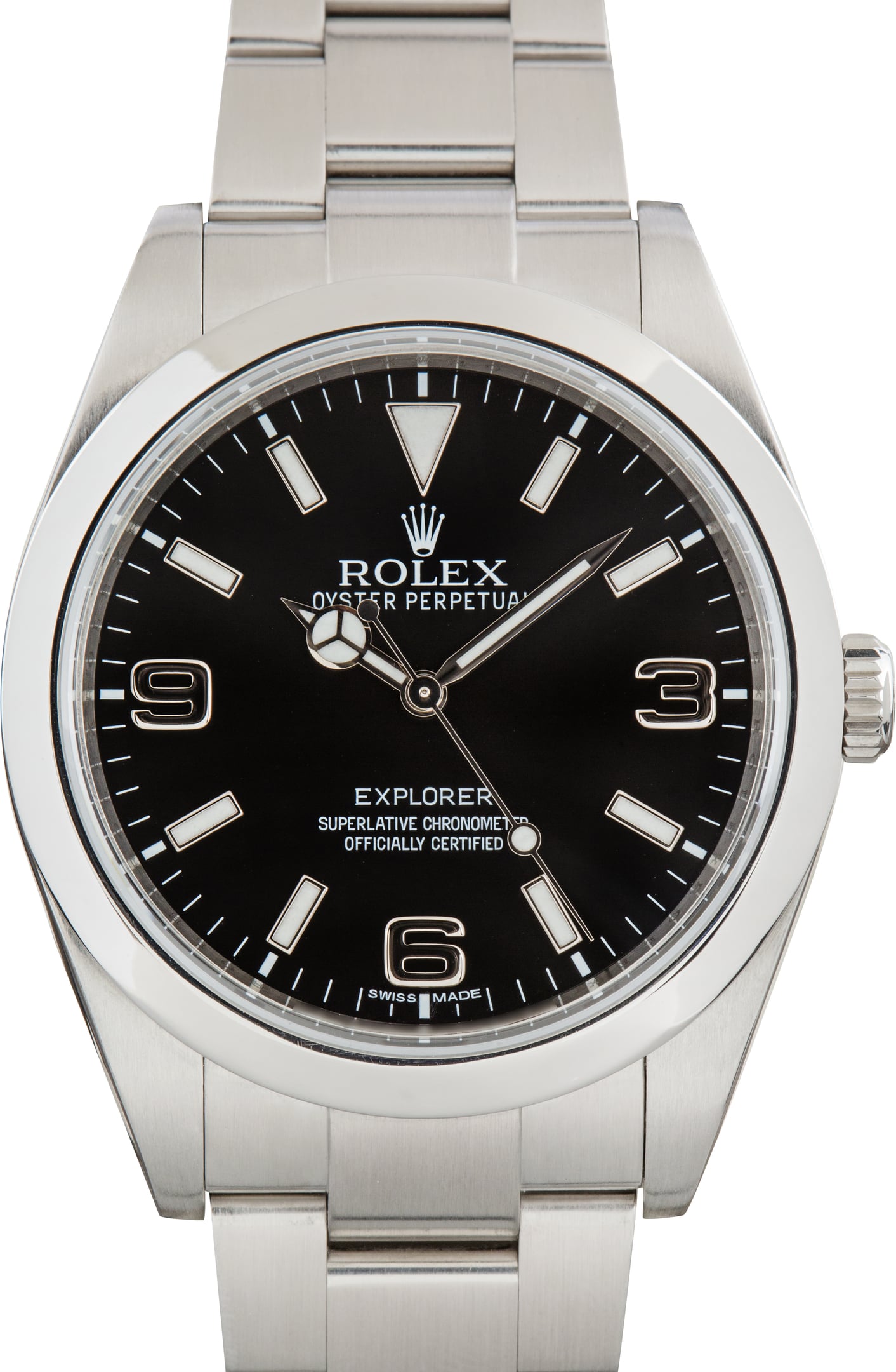 Used Rolex Explorer Black Arabic Dial Ref 214270 Oyster Band