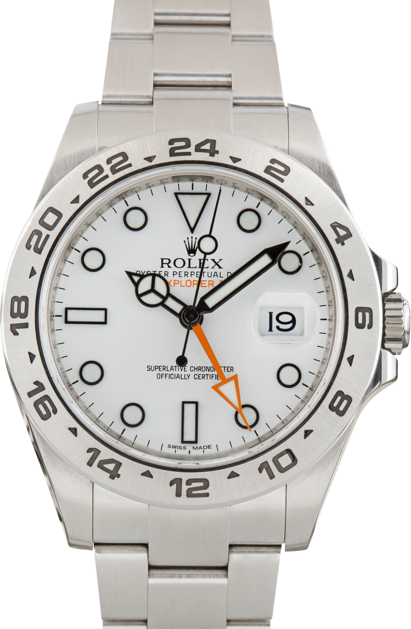 Used Stainless Steel Rolex Explorer II Ref 216570 White Chromalight Dial