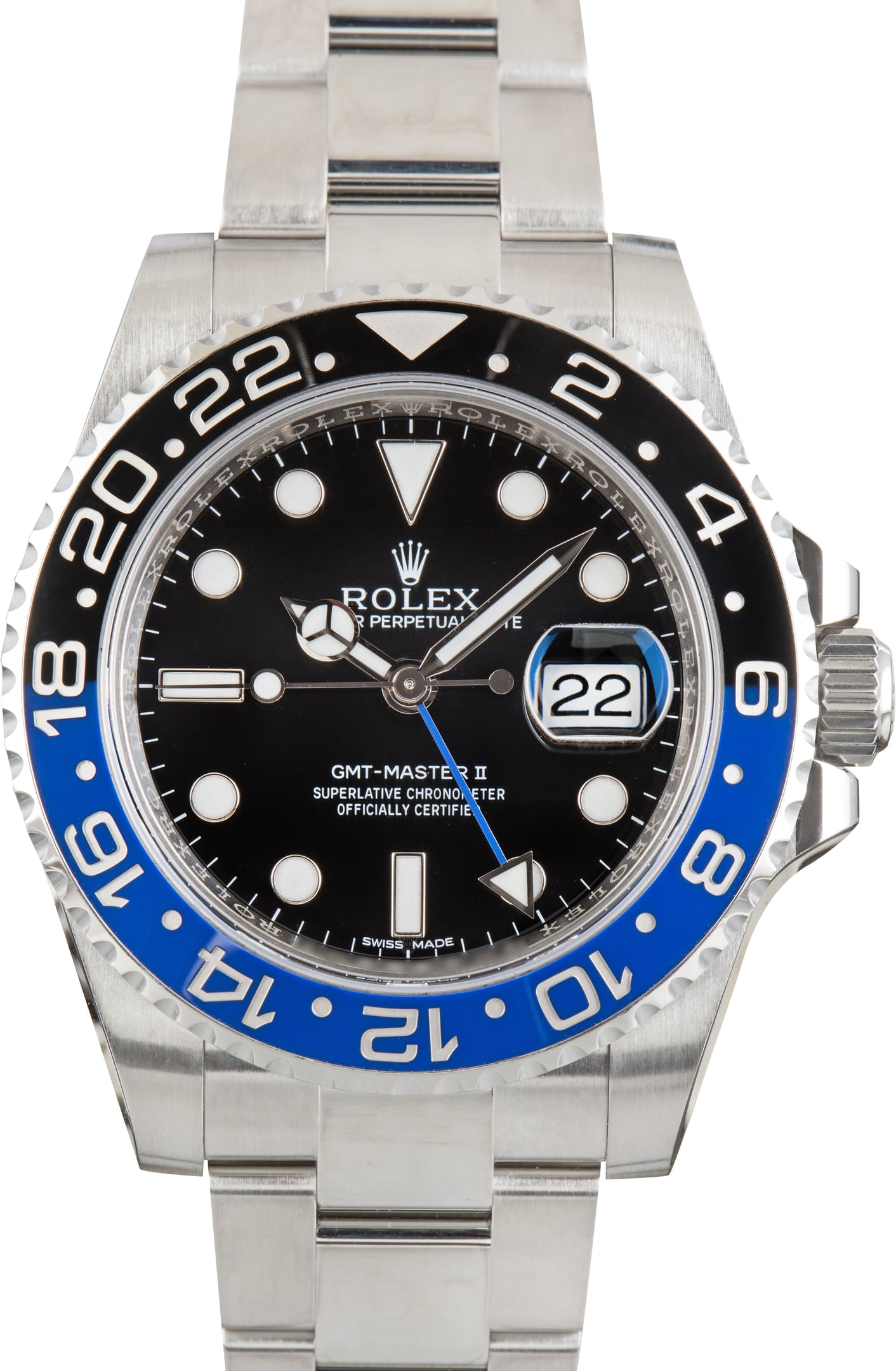 Pre-Owned Rolex GMT-Master II Batman Bezel Ref 116710BLNR Oyster Band