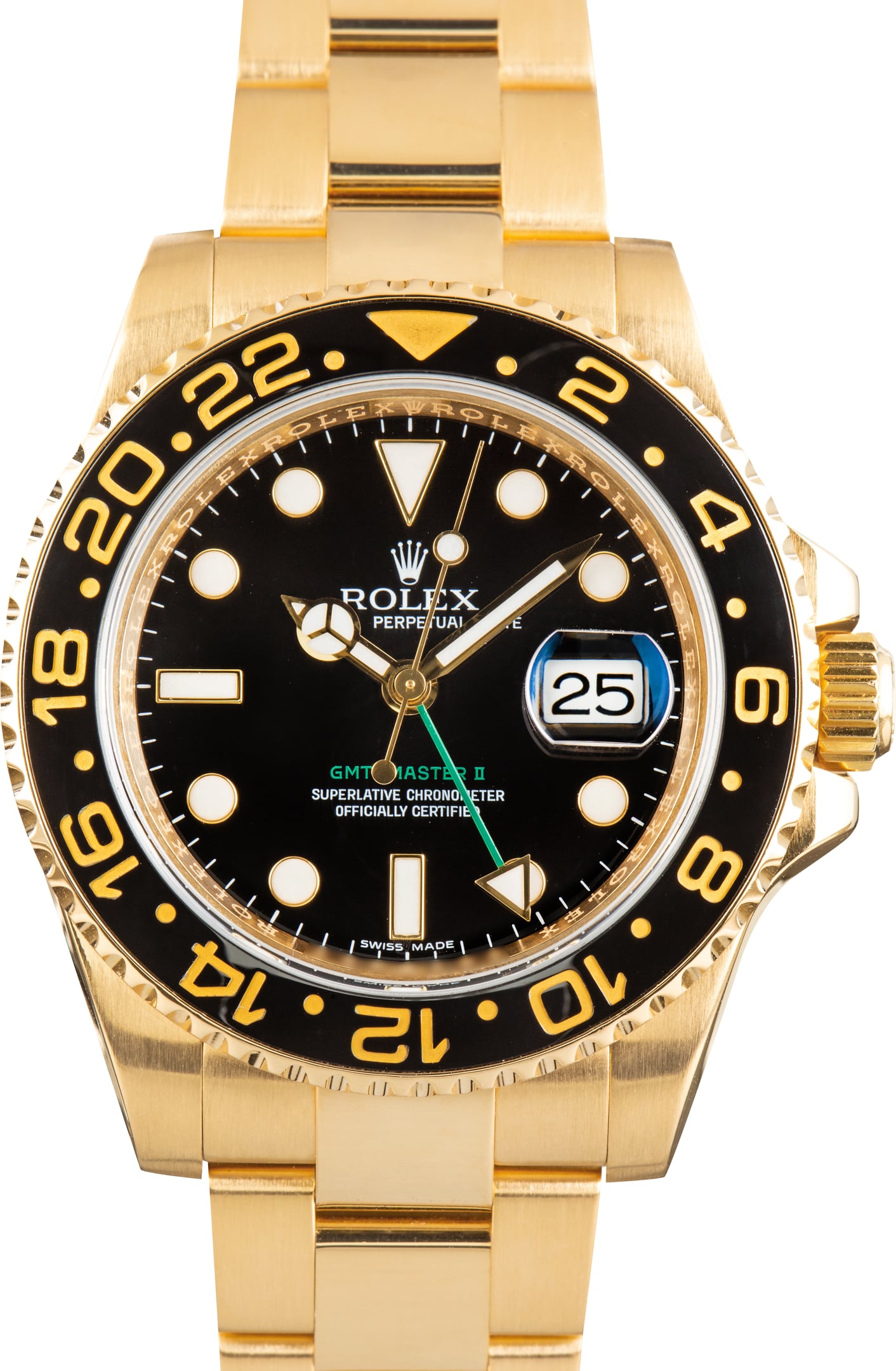 Used 18k Yellow Gold Rolex GMT-Master II Ref 116718 Black Dial
