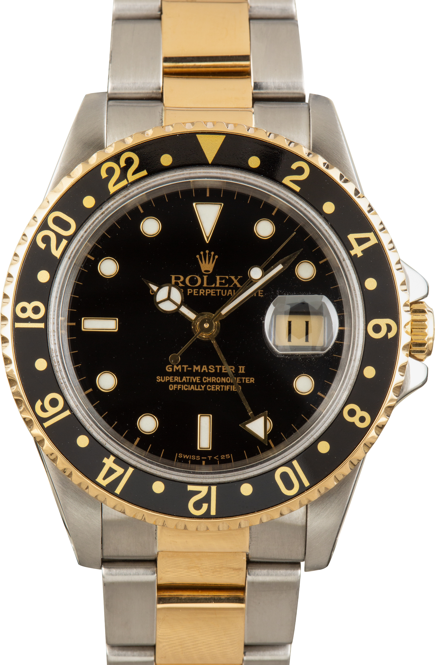 Used Two Tone Rolex GMT-Master II Black Dial Ref 16713