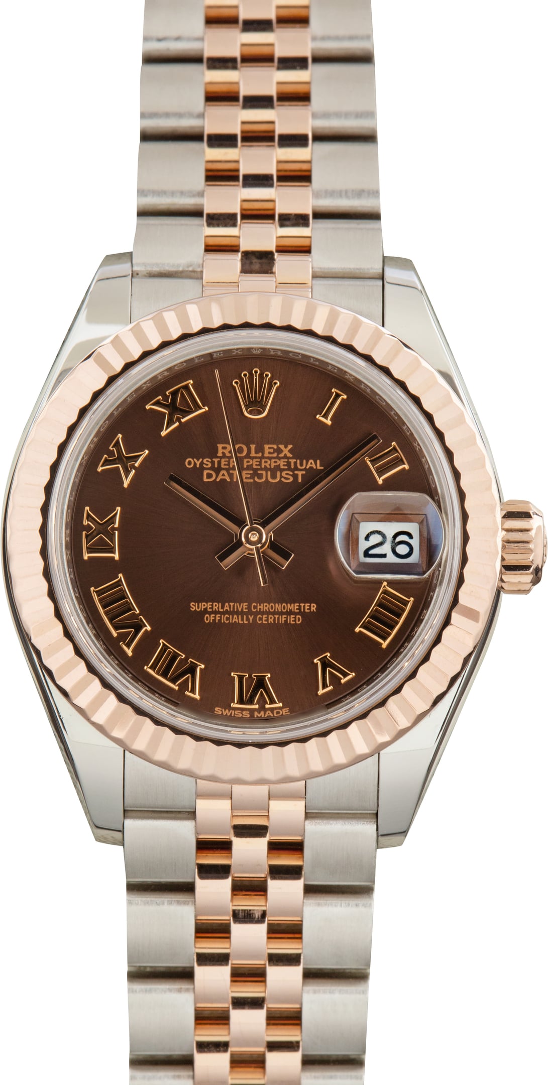 Used Ladies Datejust 28 Chocolate Dial Ref 279171 Steel & Everose Gold