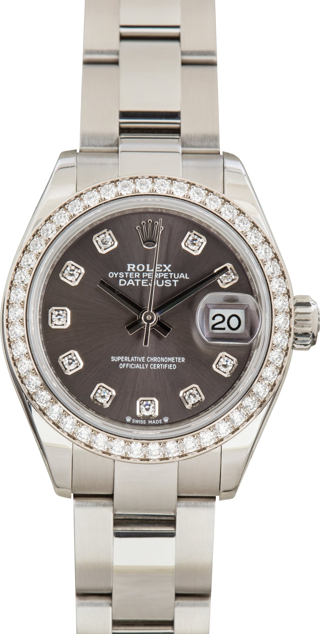 Pre-Owned Rolex Lady-Datejust 28 Ref 279384RBR Dark Grey Diamond Dial