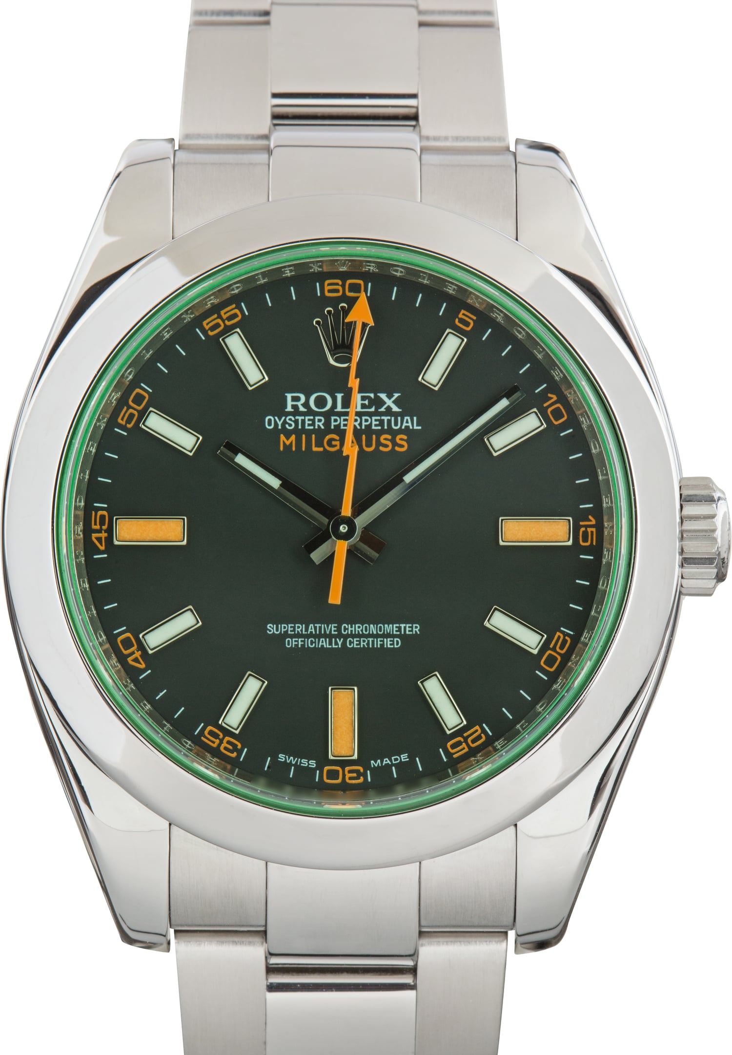 Pre-Owned Rolex Milgauss Green Crystal Ref 116400V