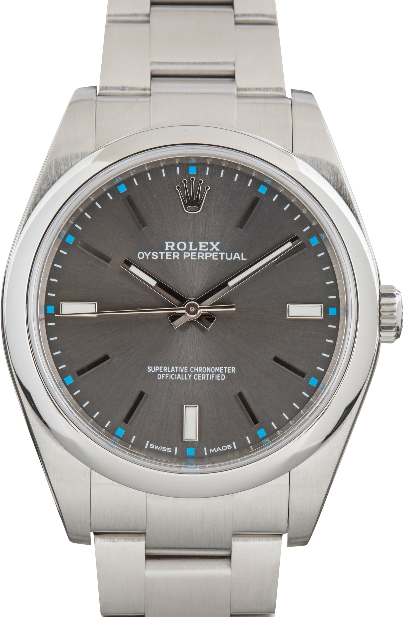 Pre-Owned Dark Rhodium Dial Rolex Oyster Perpetual 39 Ref 114300