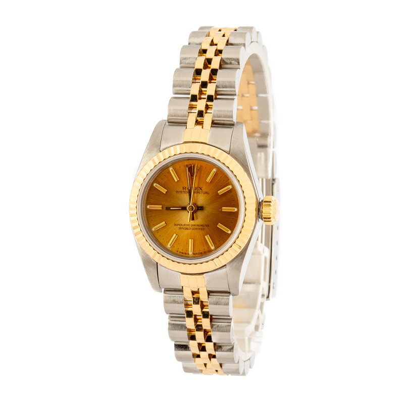 Ladies Rolex Oyster Perpetual 67193 Champagne Dial