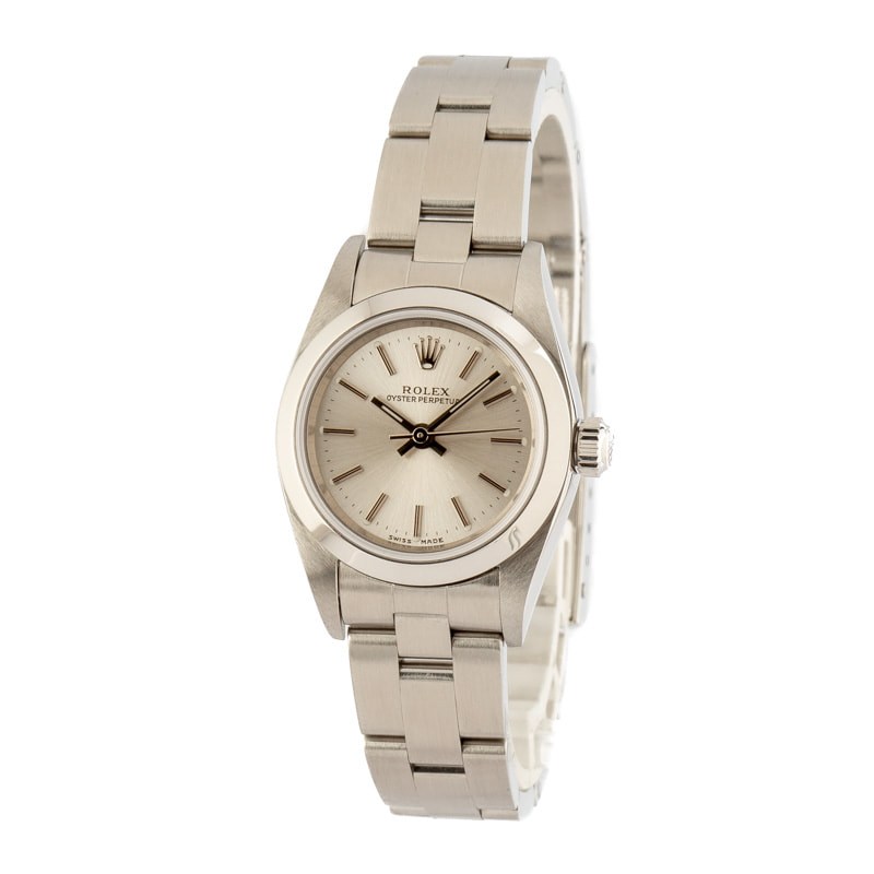 Rolex Ladies Oyster Perpetual 76080 Silver Index Dial