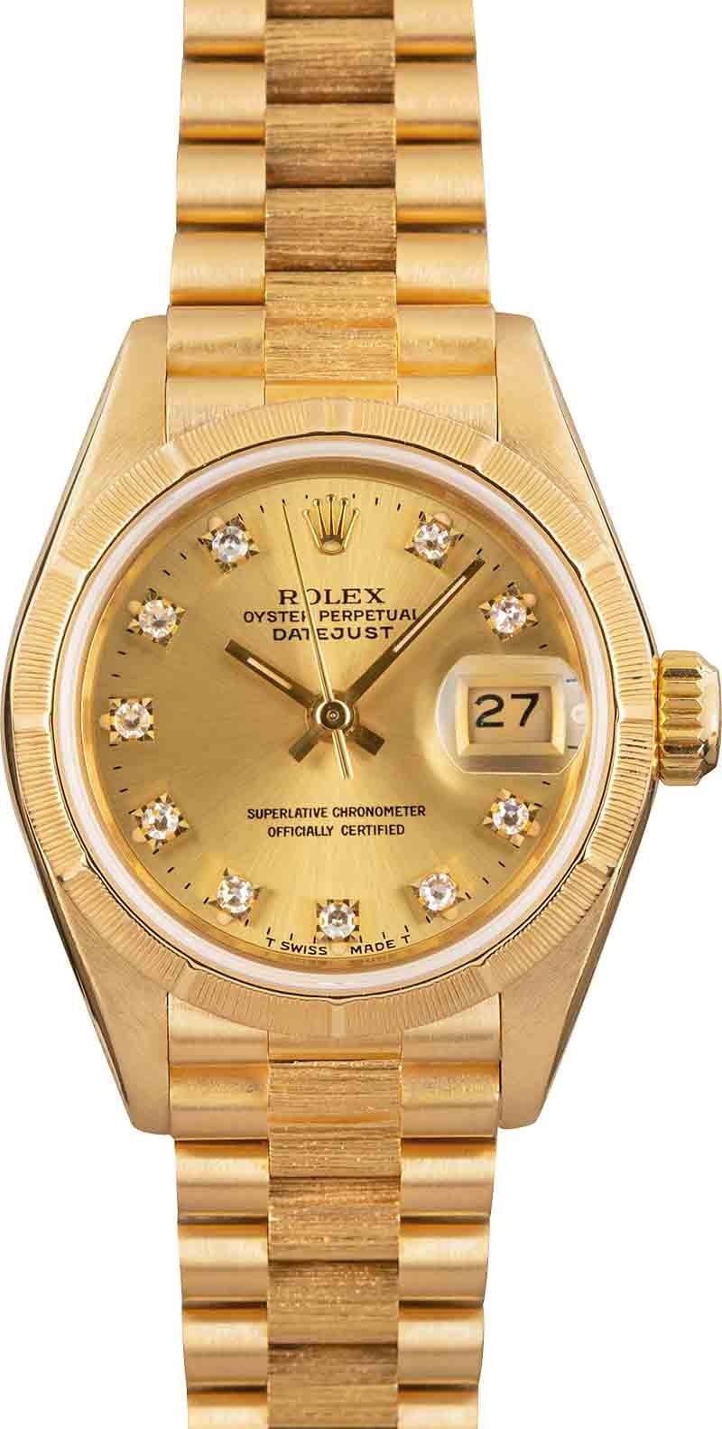 1987 Rolex Ladies Datejust 69278 18k Gold President Automatic