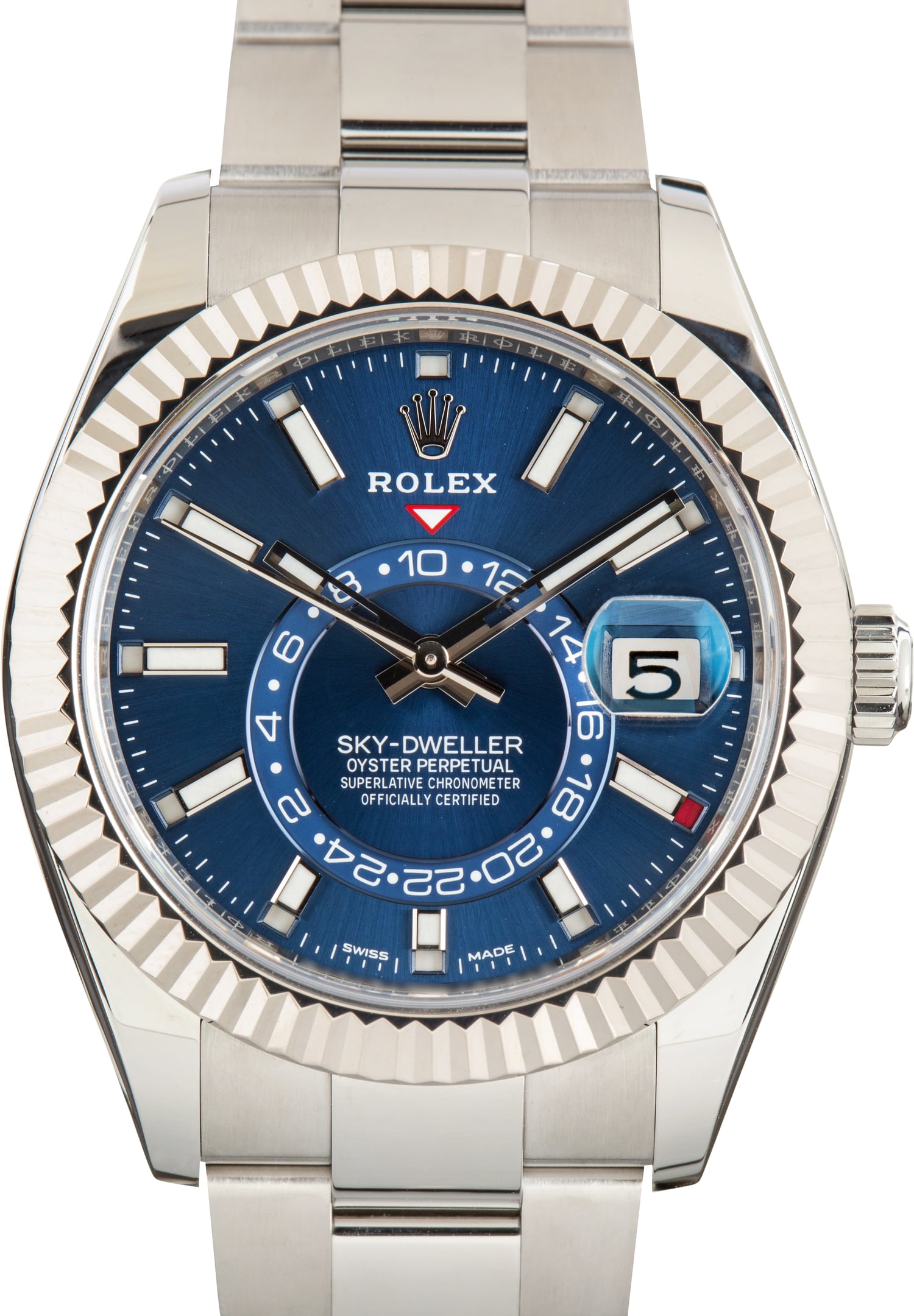 Pre-Owned Rolex Sky-Dweller Blue Dial Ref 326934 Stainless Steel