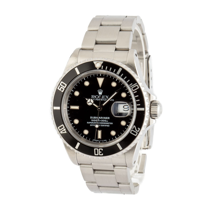 Pre-owned Rolex Men's Submariner Stainless Steel Black Dial 16610