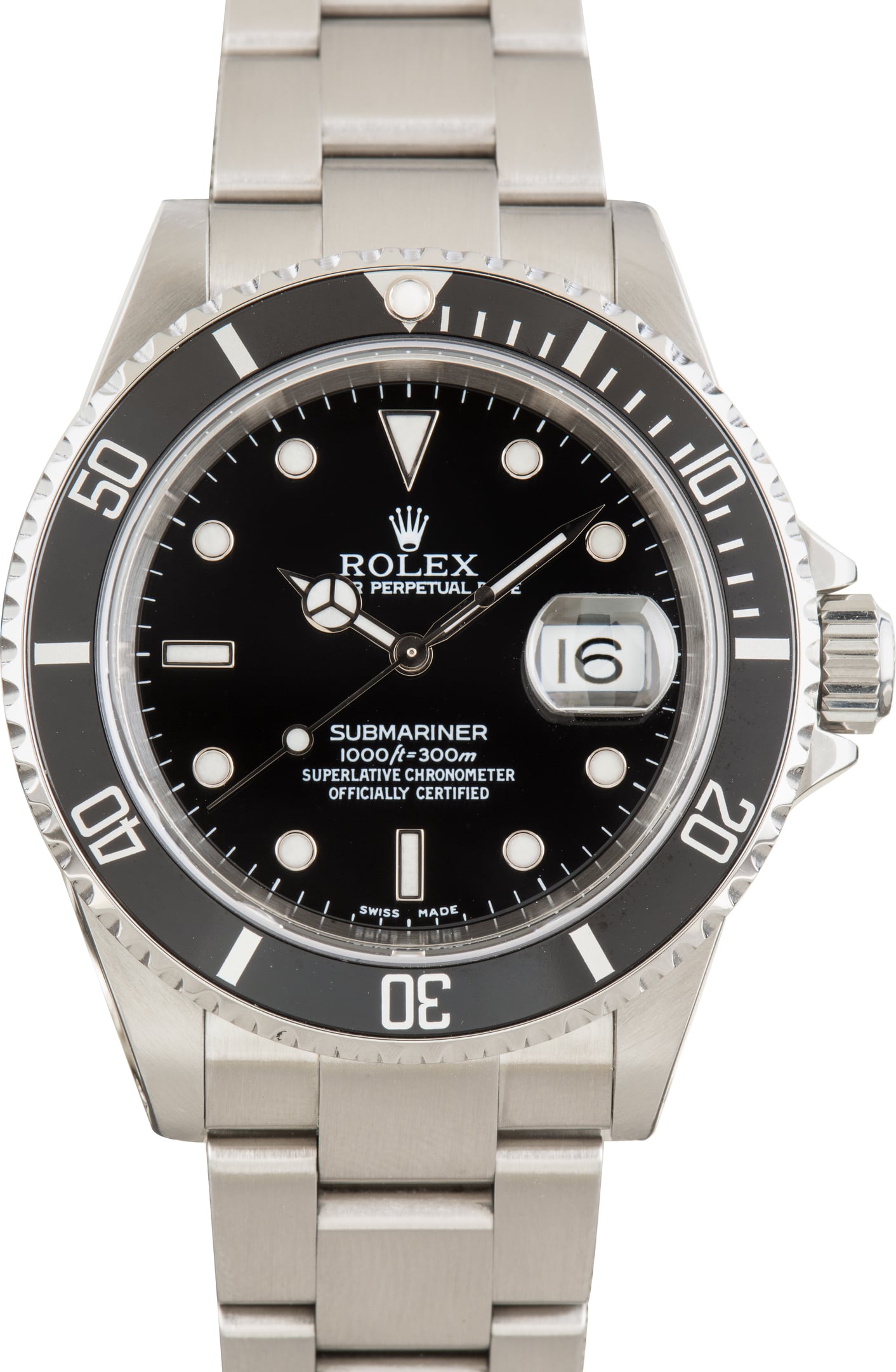 Used Oyster Rolex Submariner Ref 16610 Black Aluminum Bezel
