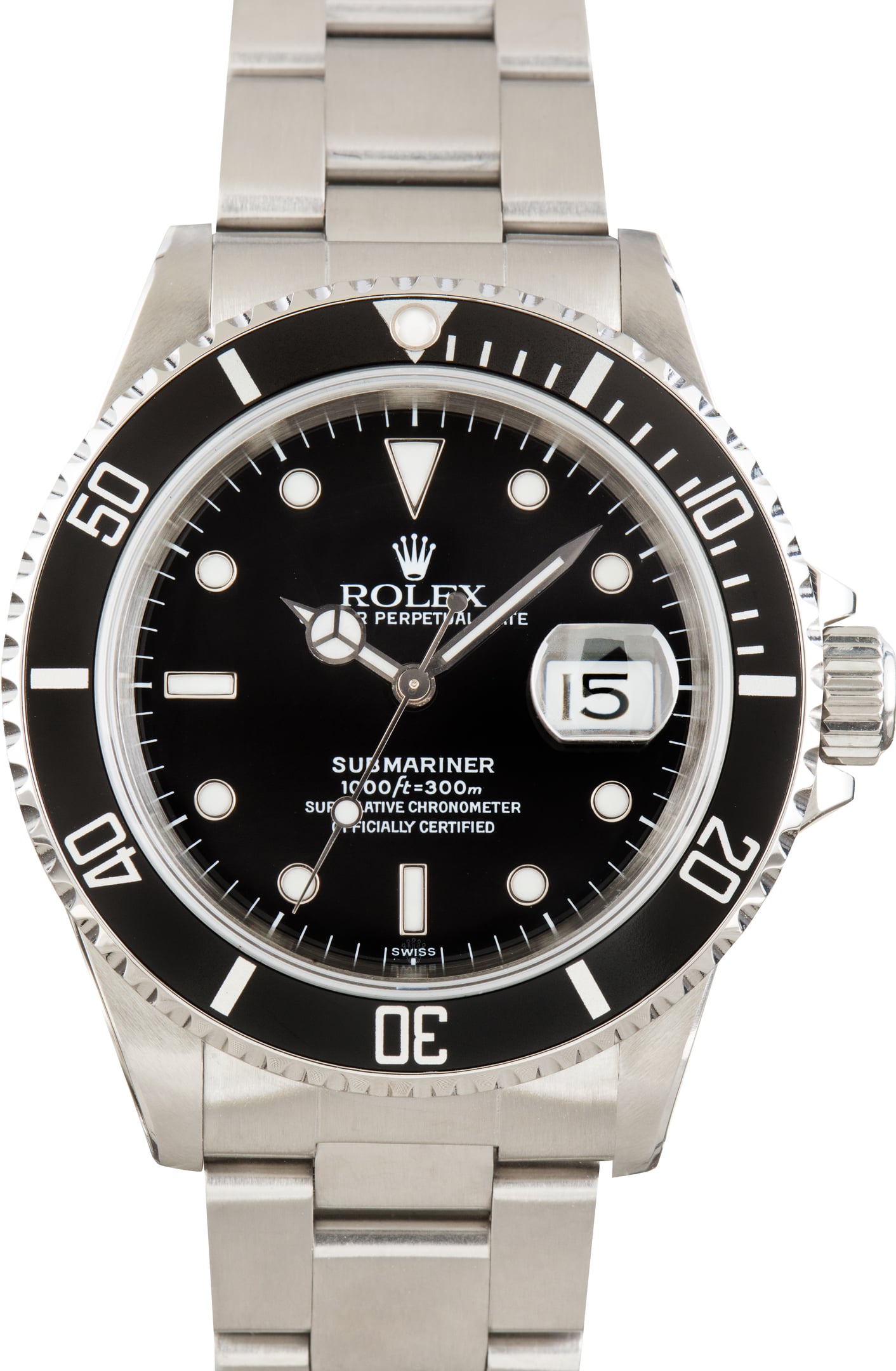 Used Oyster Rolex Submariner Black Aluminum Bezel Ref 16610