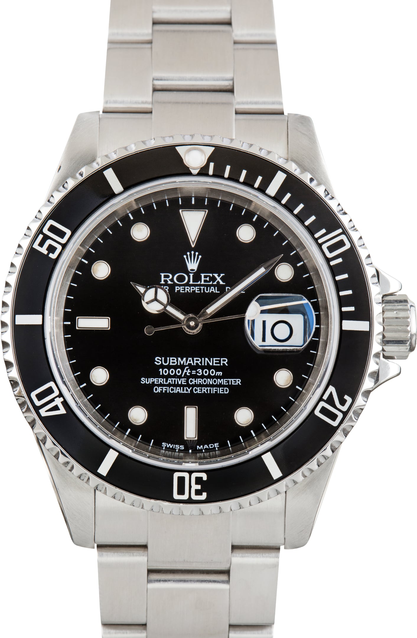 Used Rolex Submariner Aluminum Bezel Black Dial Ref 16610T