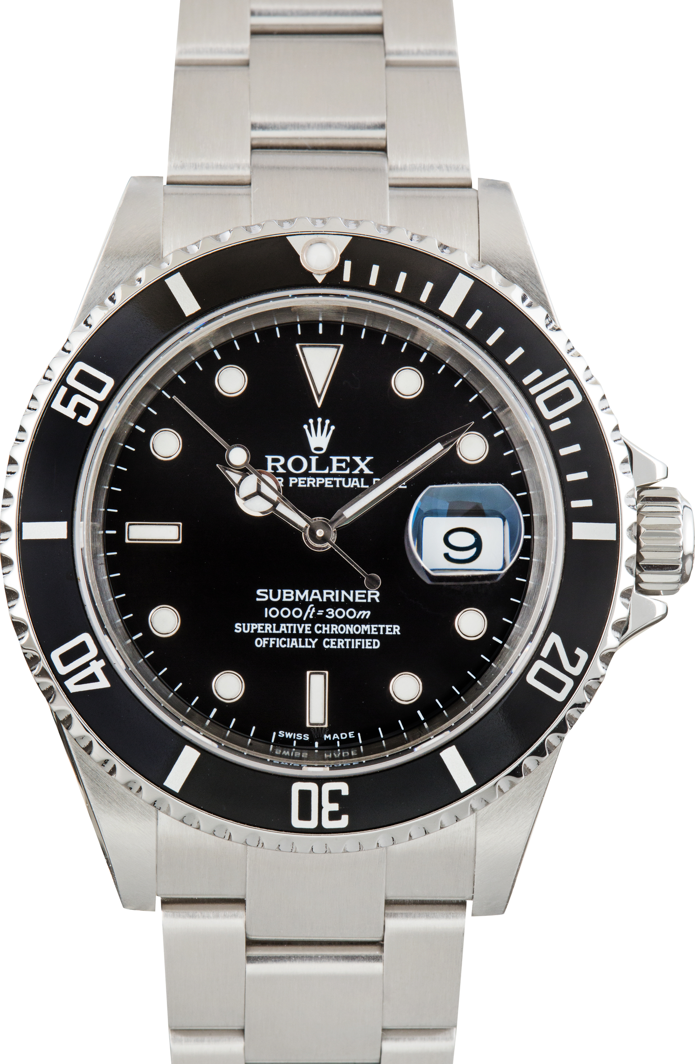 Used Rolex Submariner Stainless Steel Ref 16610 Black Bezel