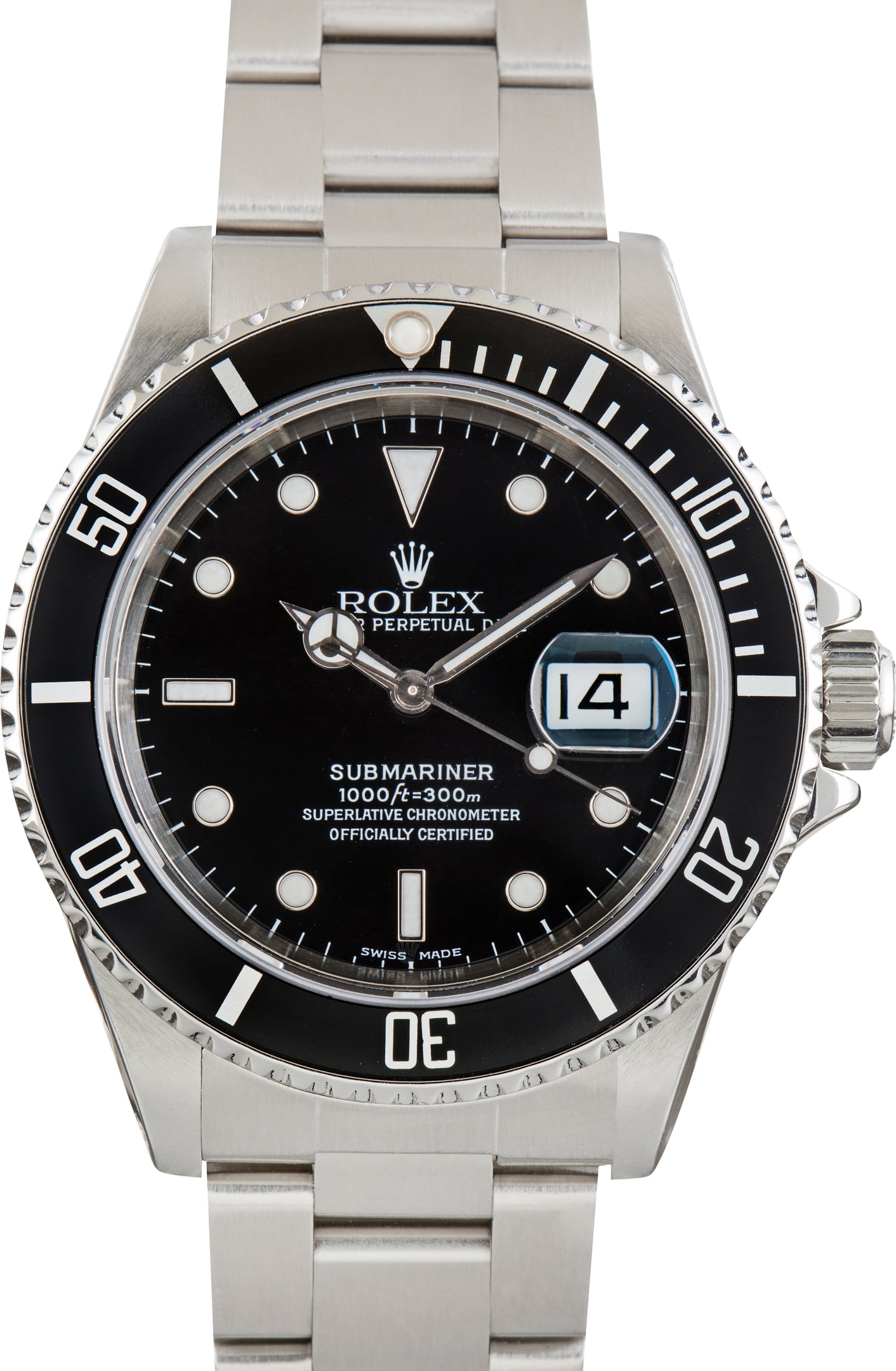 Used Rolex Submariner Black Dial Ref 16610 Oyster Band