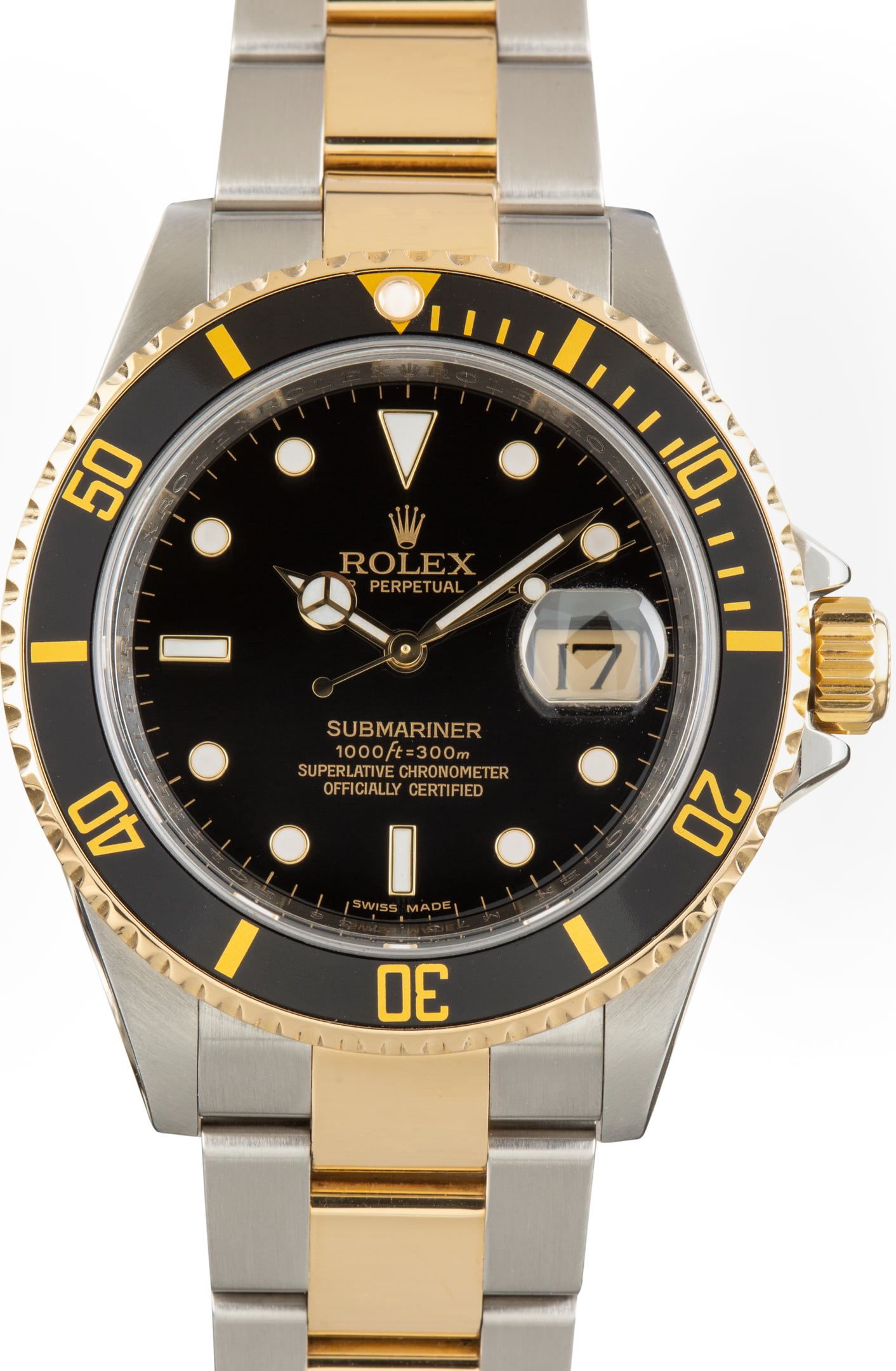 Used Two Tone Rolex Submariner Aluminum Bezel Ref 16613LN