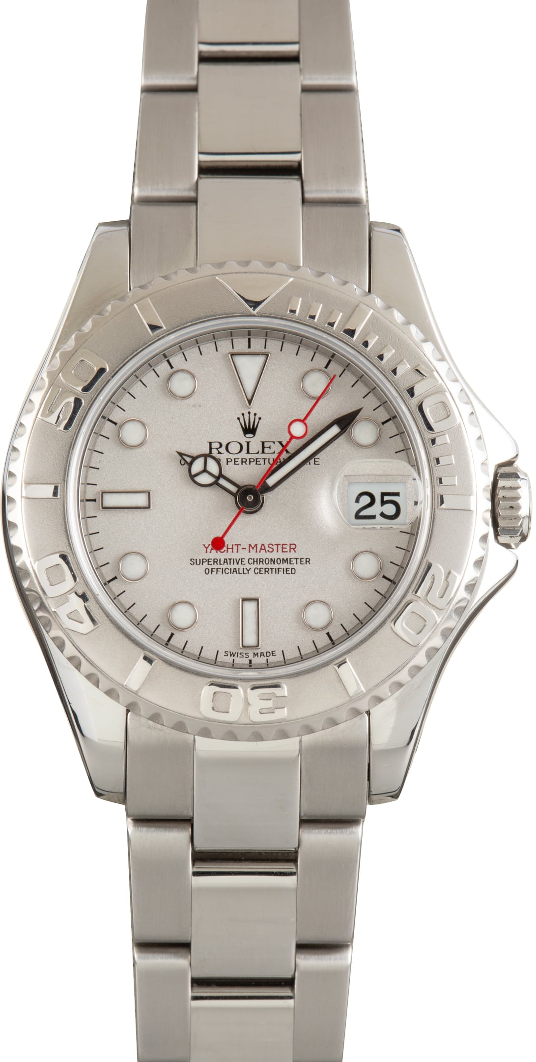 Used Lady Rolex Yacht-Master 35 Ref 168622 Platinum Bezel
