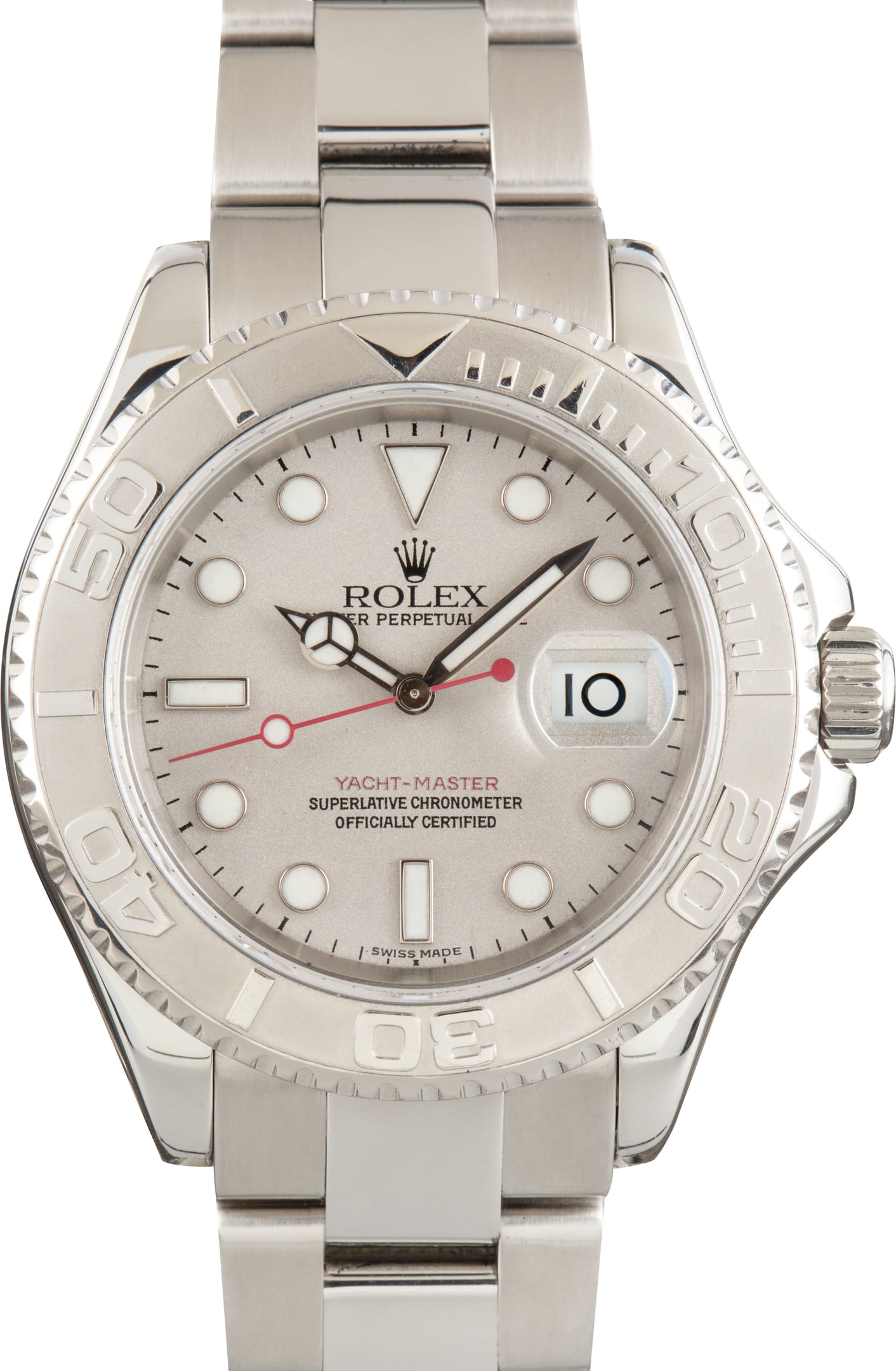 Used Rolex Yacht-Master 40 Silver Dial Ref 16622 Platinum Bezel
