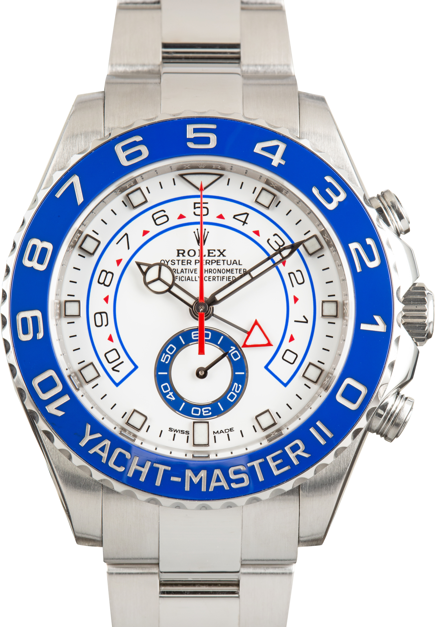 Used White Dial Rolex Yacht-Master II Ref 116680 Mercedes Hands