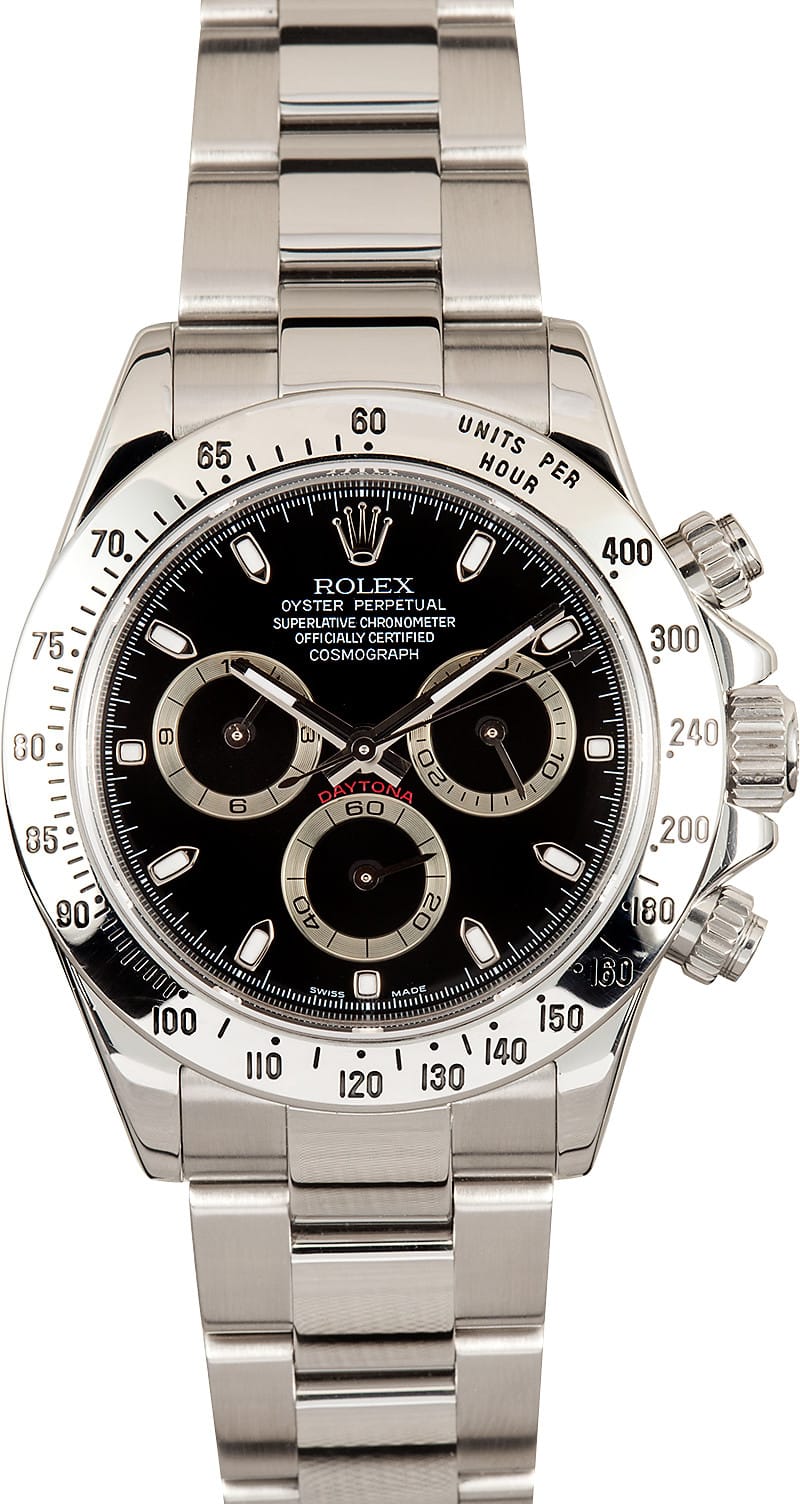 rolex daytona stainless steel black face