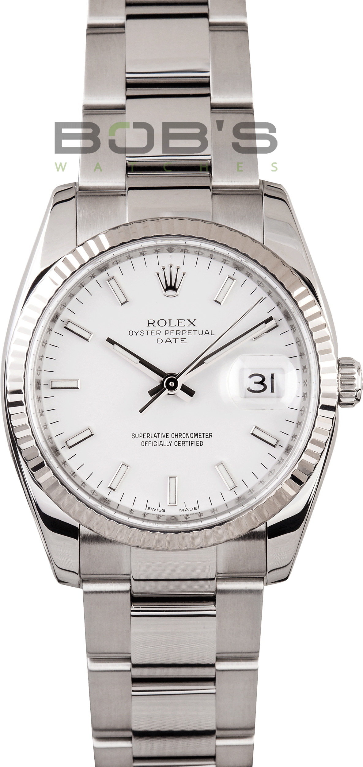 Rolex Date Whte Dial White Gold Bezel 115234 Best Prices at Bob's