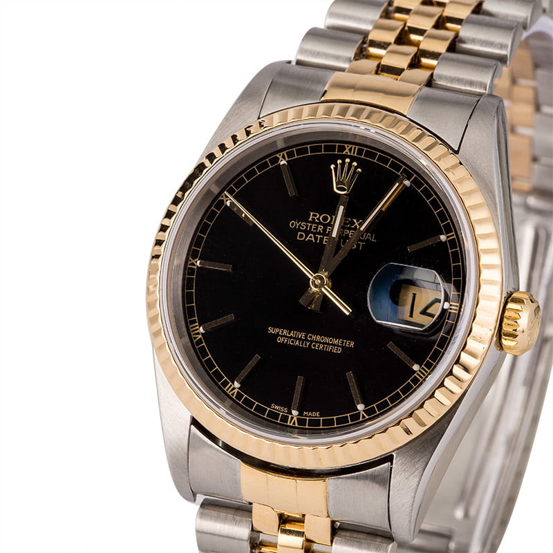Pre-Owned Rolex Datejust 16233 Black Index Watch