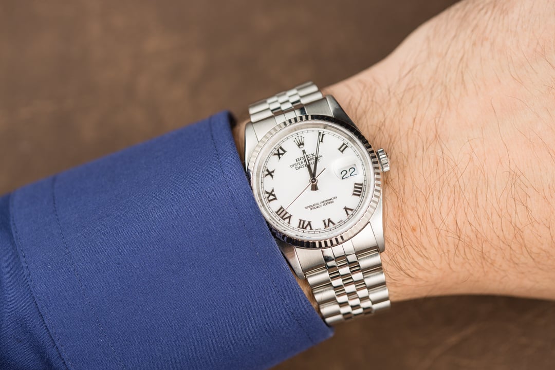 rolex white roman