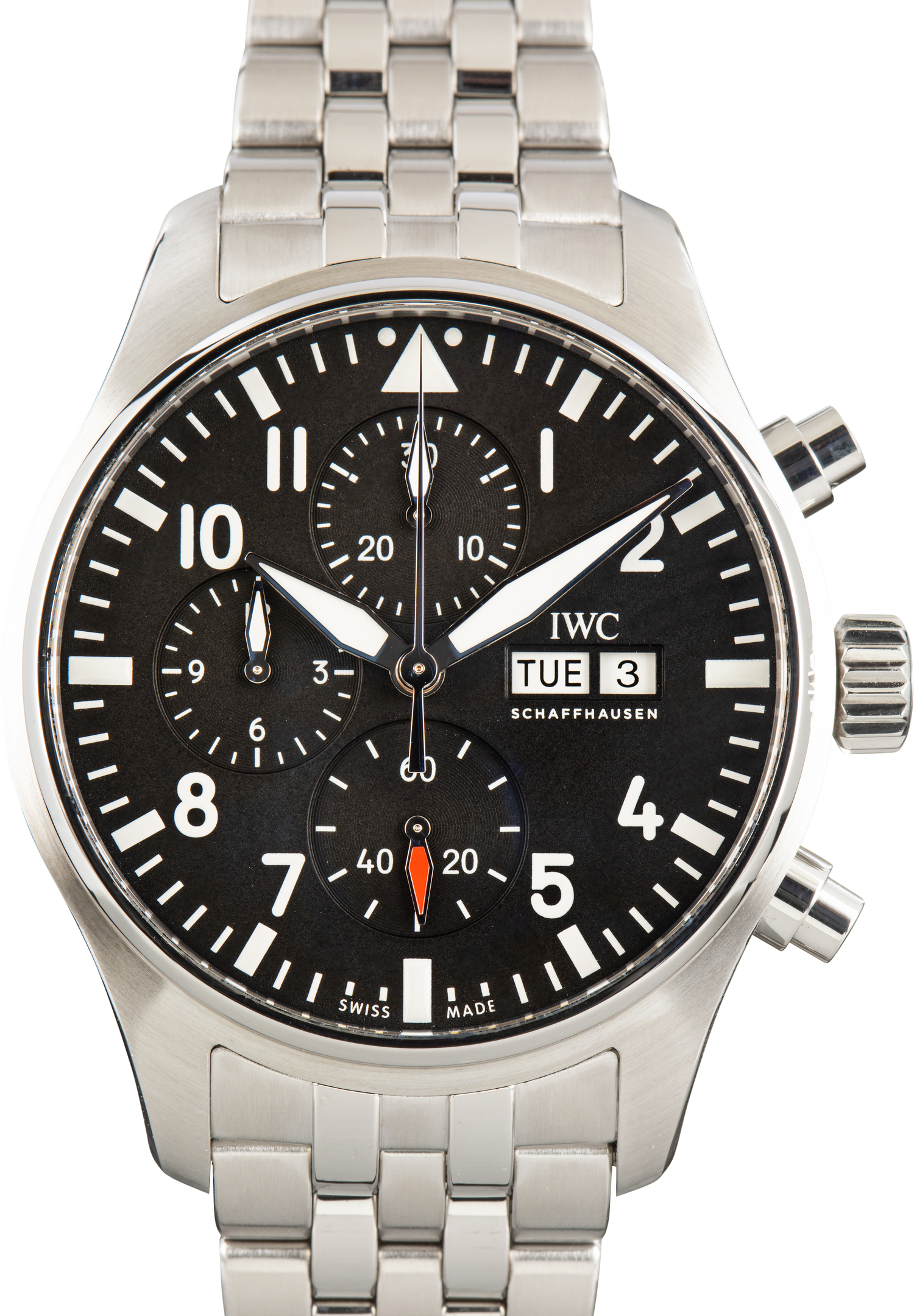 Pre-Owned IWC Pilot's Watch Chronograph Ref IW378002 Black Dial