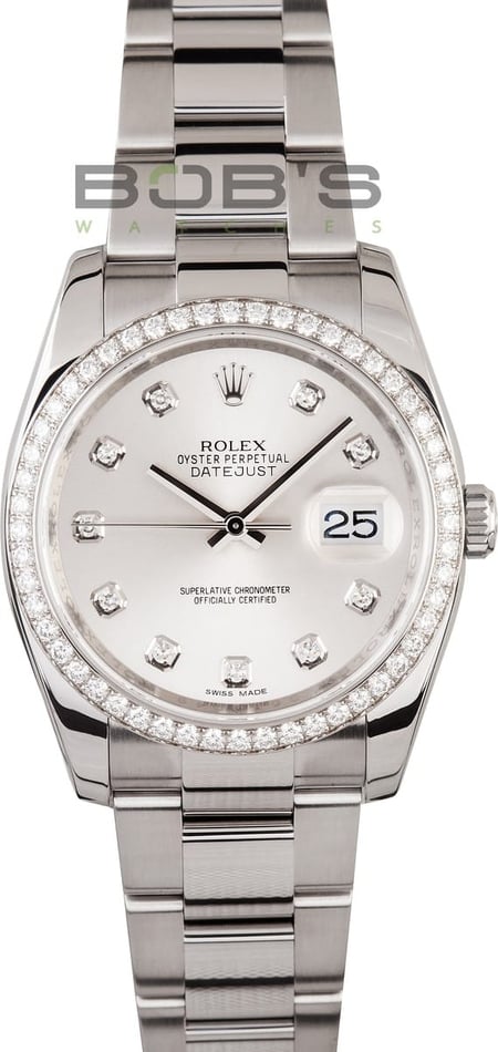Rolex 116244 Silver Diamond Dial