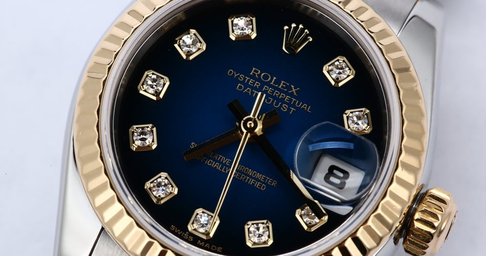 Rolex Lady Datejust 179173 Blue Vignette Diamond Dial